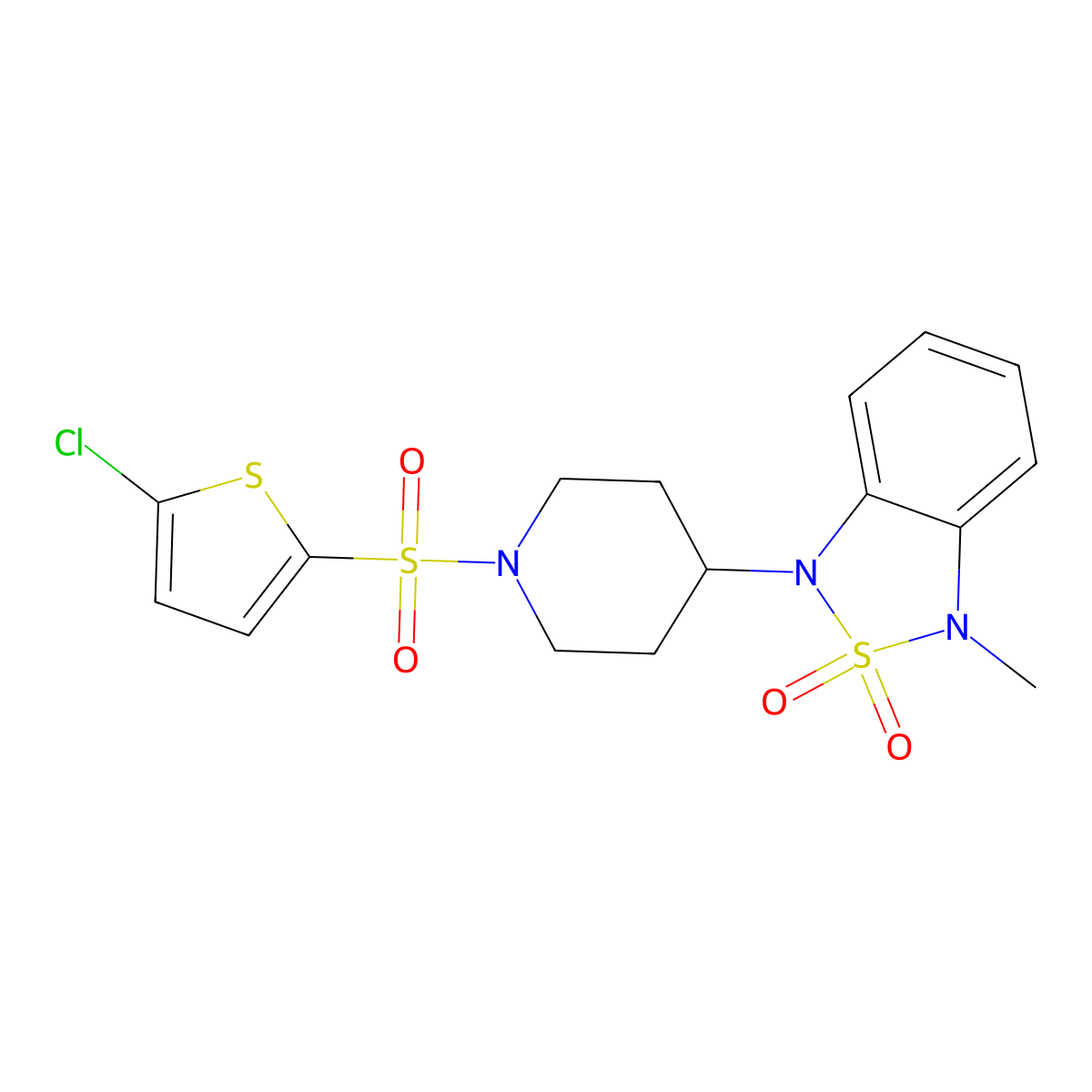1-(1-((5-Chlorothiophen-2-yl)sulfonyl)piperidin-4-yl)-3-methyl-1,3-dihydrobenzo[c][1,2,5]thiadiazole 2,2-dioxide molecular structure, CAS 2034510-84-2