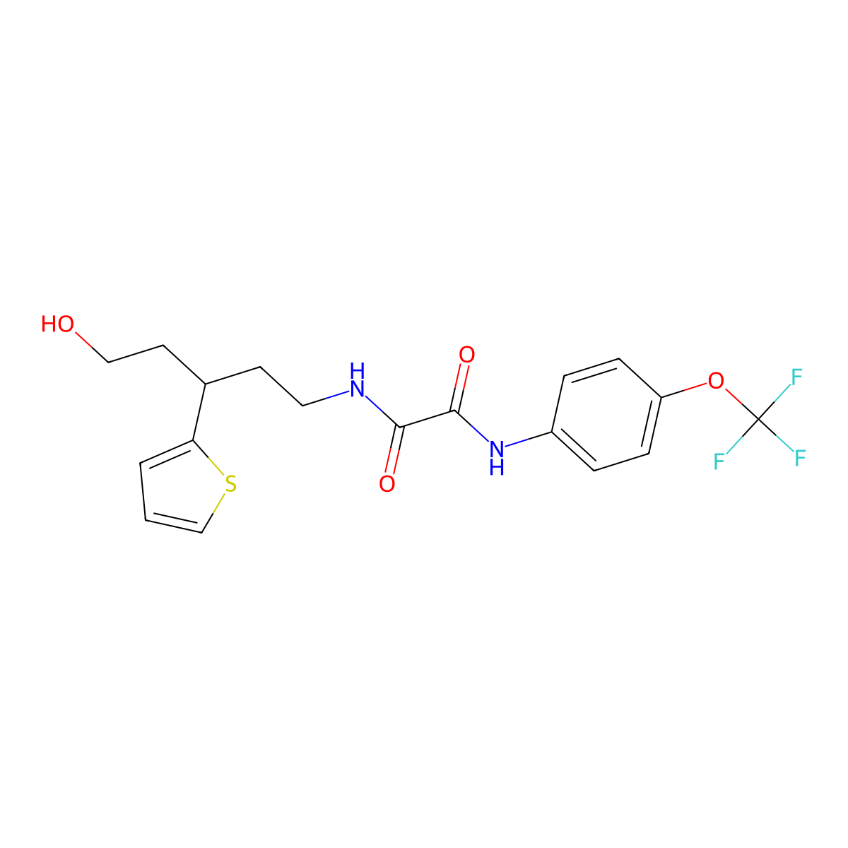 N1-(5-hydroxy-3-(thiophen-2-yl)pentyl)-N2-(4-(trifluoromethoxy)phenyl)oxalamide molecular structure, CAS 2034510-85-3