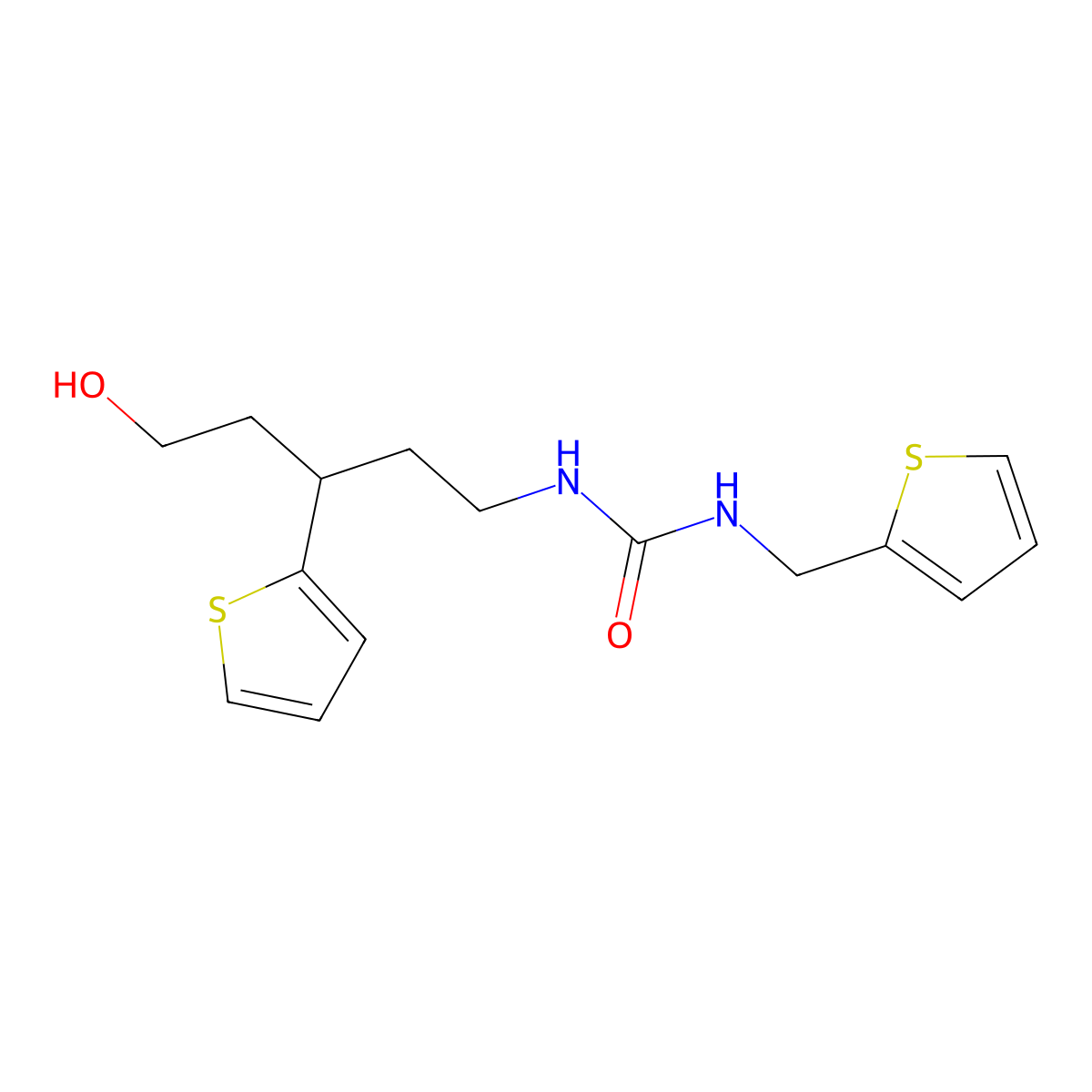 1-(5-Hydroxy-3-(thiophen-2-yl)pentyl)-3-(thiophen-2-ylmethyl)urea molecular structure, CAS 2034510-93-3