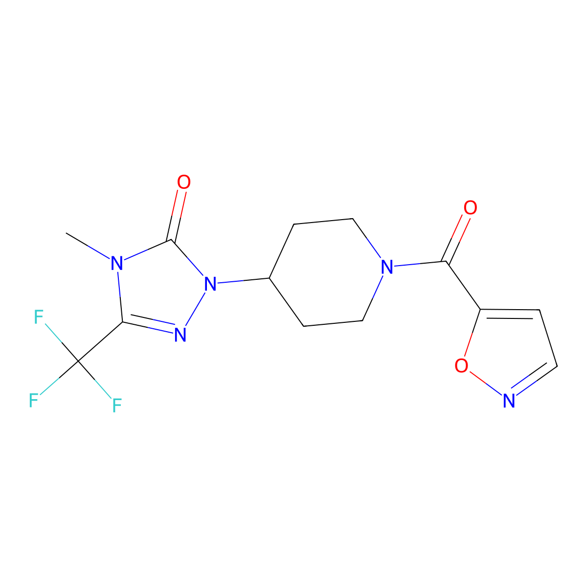 1-(1-(isoxazole-5-carbonyl)piperidin-4-yl)-4-methyl-3-(trifluoromethyl)-1H-1,2,4-triazol-5(4H)-one molecular structure, CAS 2034510-96-6