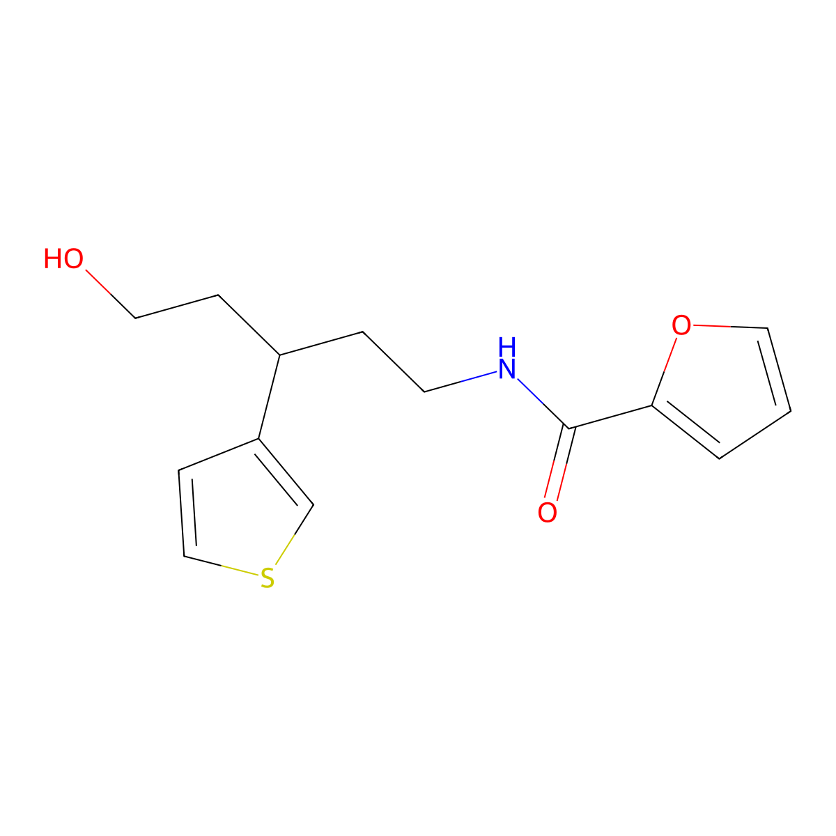 N-(5-hydroxy-3-(thiophen-3-yl)pentyl)furan-2-carboxamide molecular structure, CAS 2034510-99-9