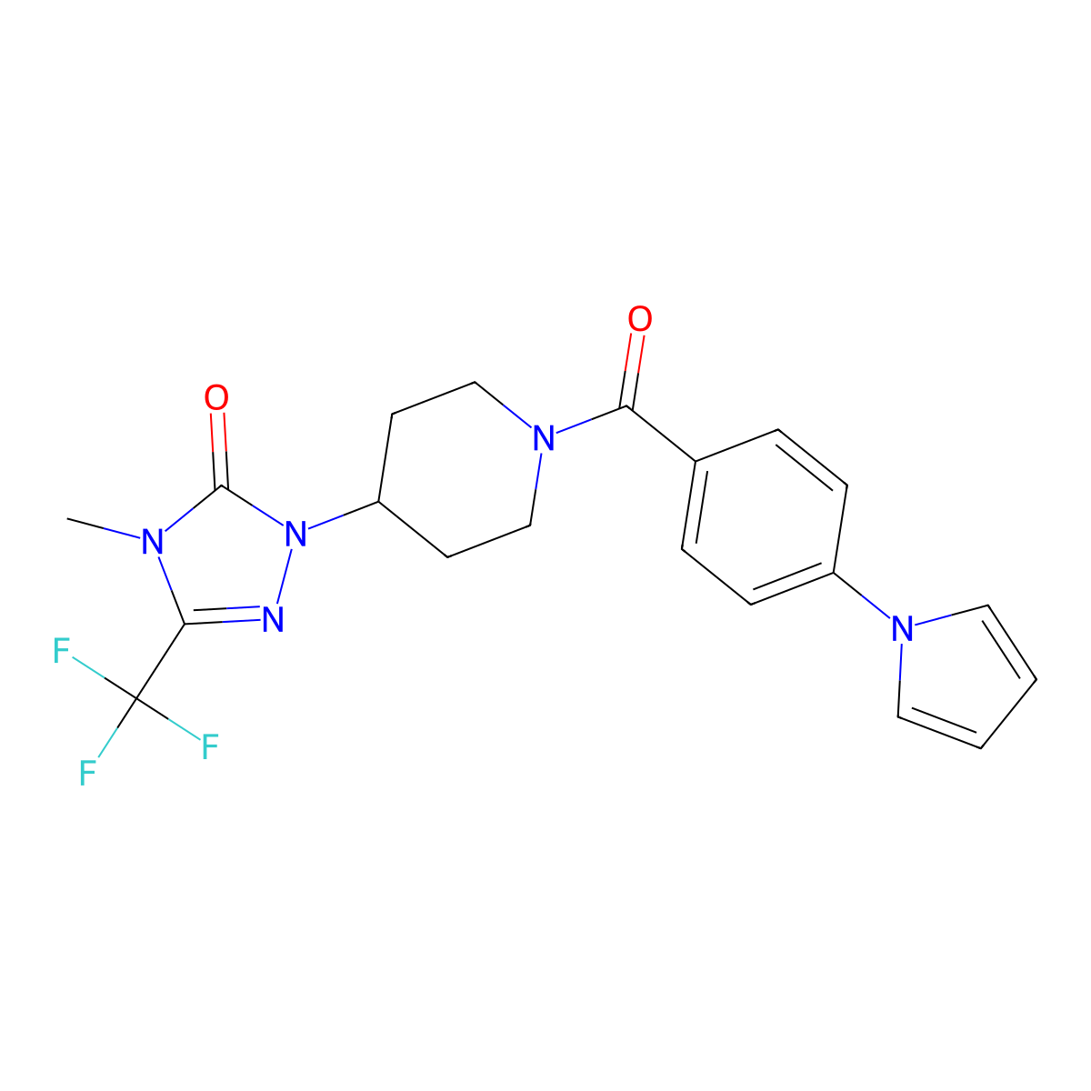 1-(1-(4-(1H-pyrrol-1-yl)benzoyl)piperidin-4-yl)-4-methyl-3-(trifluoromethyl)-1H-1,2,4-triazol-5(4H)-one molecular structure, CAS 2034511-00-5