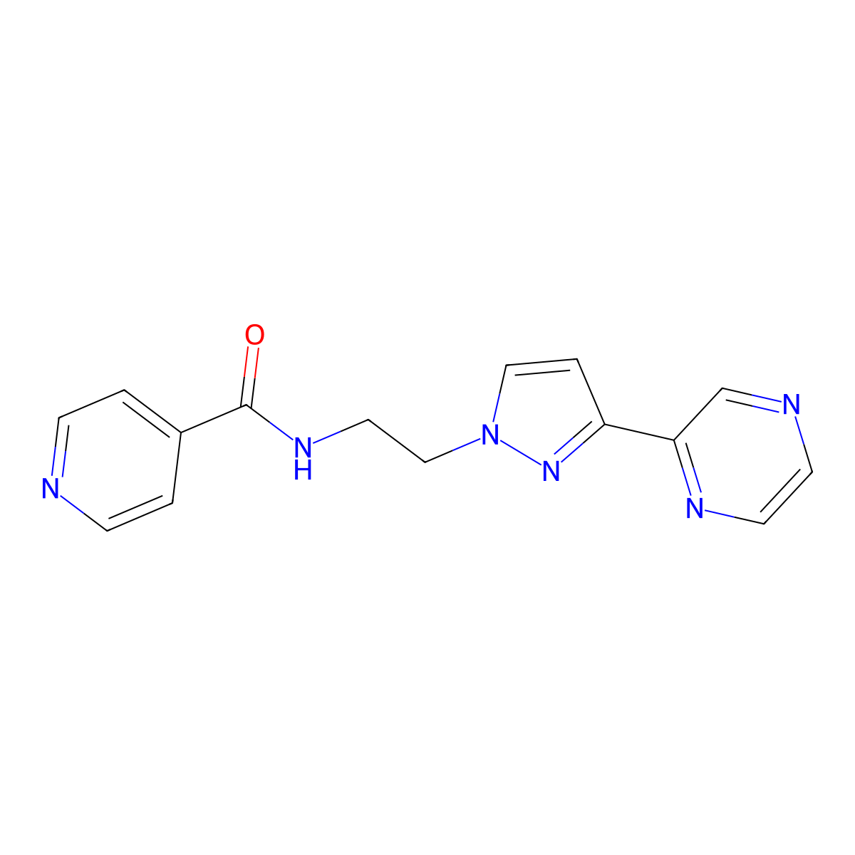 N-(2-(3-(pyrazin-2-yl)-1H-pyrazol-1-yl)ethyl)isonicotinamide molecular structure, CAS 2034511-01-6
