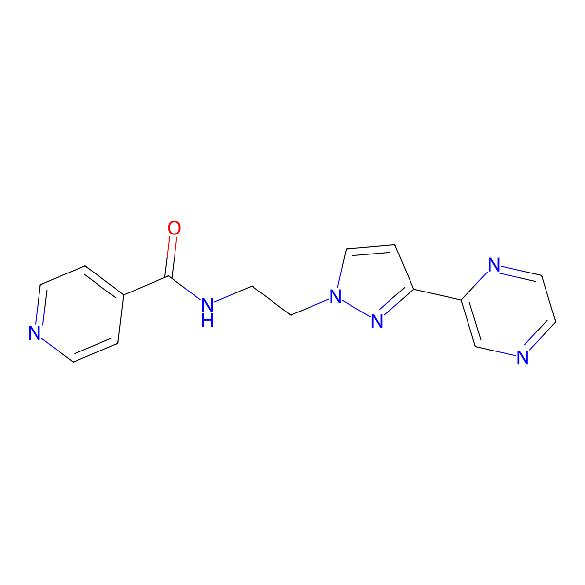 N-(2-(3-(pyrazin-2-yl)-1H-pyrazol-1-yl)ethyl)isonicotinamide molecular structure, CAS 2034511-01-6