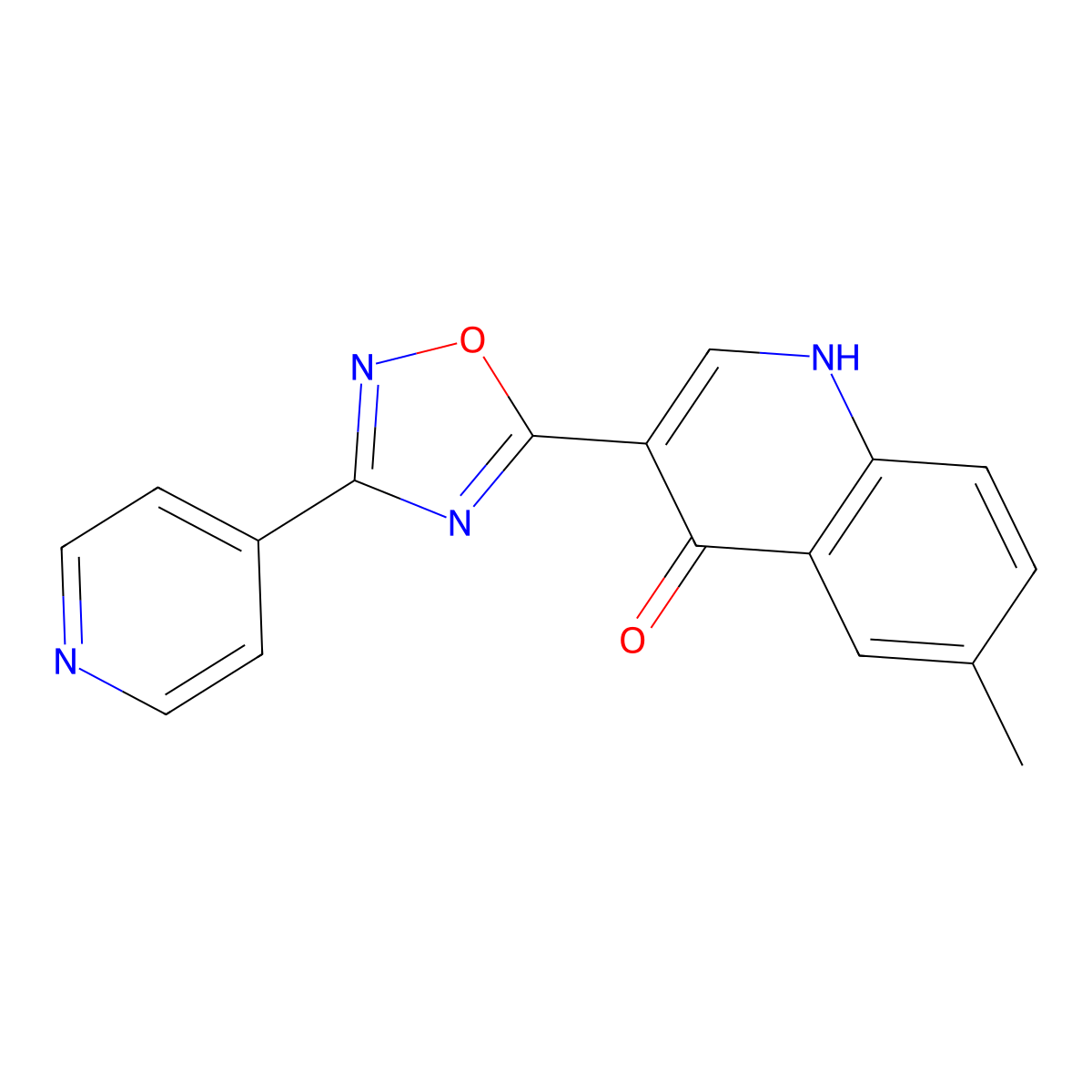 6-methyl-3-(3-(pyridin-4-yl)-1,2,4-oxadiazol-5-yl)quinolin-4(1H)-one molecular structure, CAS 2034511-07-2