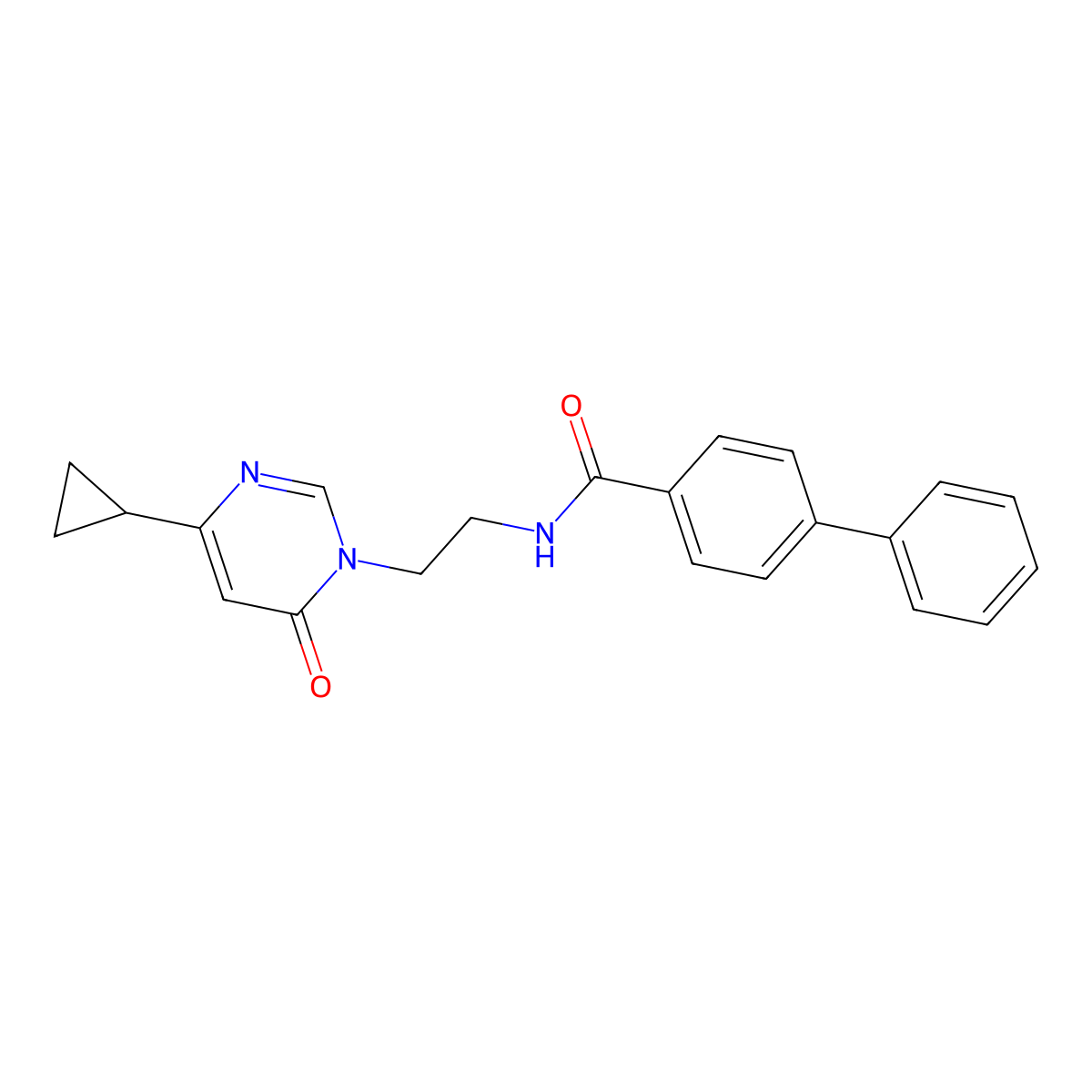 N-(2-(4-cyclopropyl-6-oxopyrimidin-1(6H)-yl)ethyl)-[1,1'-biphenyl]-4-carboxamide molecular structure, CAS 2034511-13-0