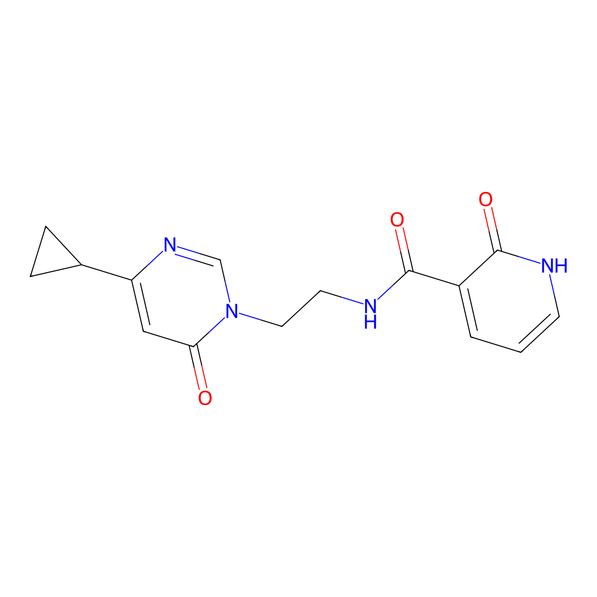 N-(2-(4-cyclopropyl-6-oxopyrimidin-1(6H)-yl)ethyl)-2-hydroxynicotinamide molecular structure, CAS 2034511-17-4