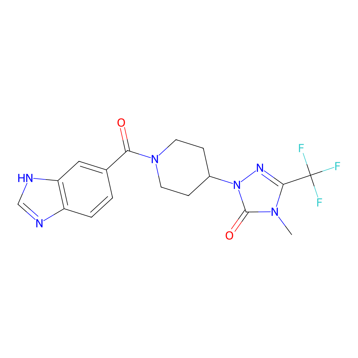 1-(1-(1H-benzo[d]imidazole-5-carbonyl)piperidin-4-yl)-4-methyl-3-(trifluoromethyl)-1H-1,2,4-triazol-5(4H)-one molecular structure, CAS 2034511-19-6