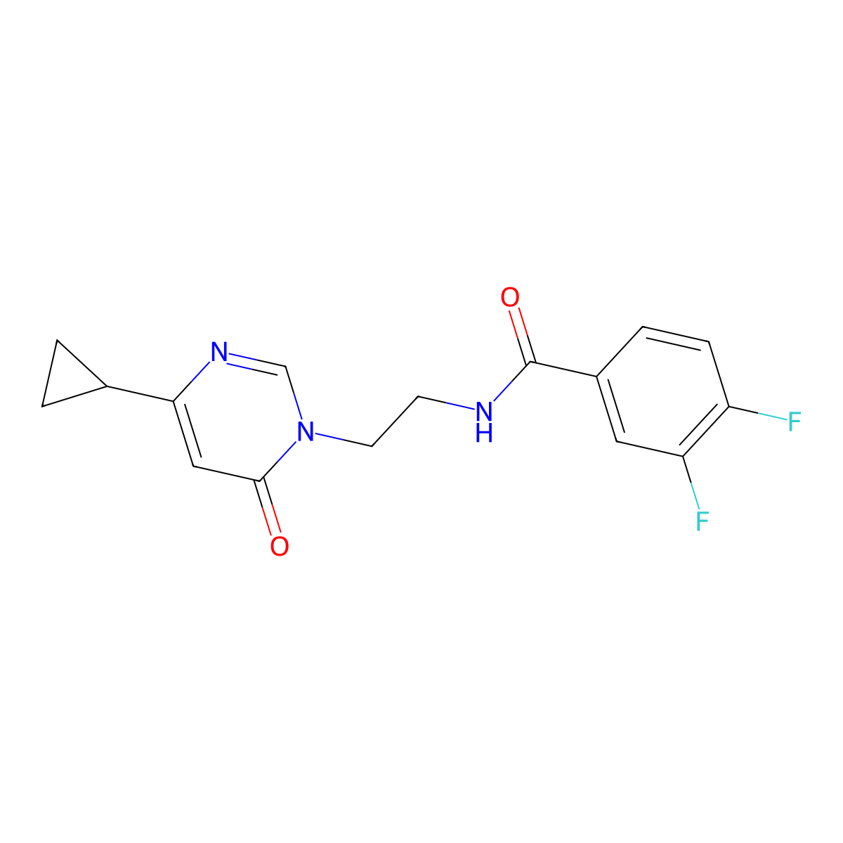 N-(2-(4-cyclopropyl-6-oxopyrimidin-1(6H)-yl)ethyl)-3,4-difluorobenzamide molecular structure, CAS 2034511-29-8