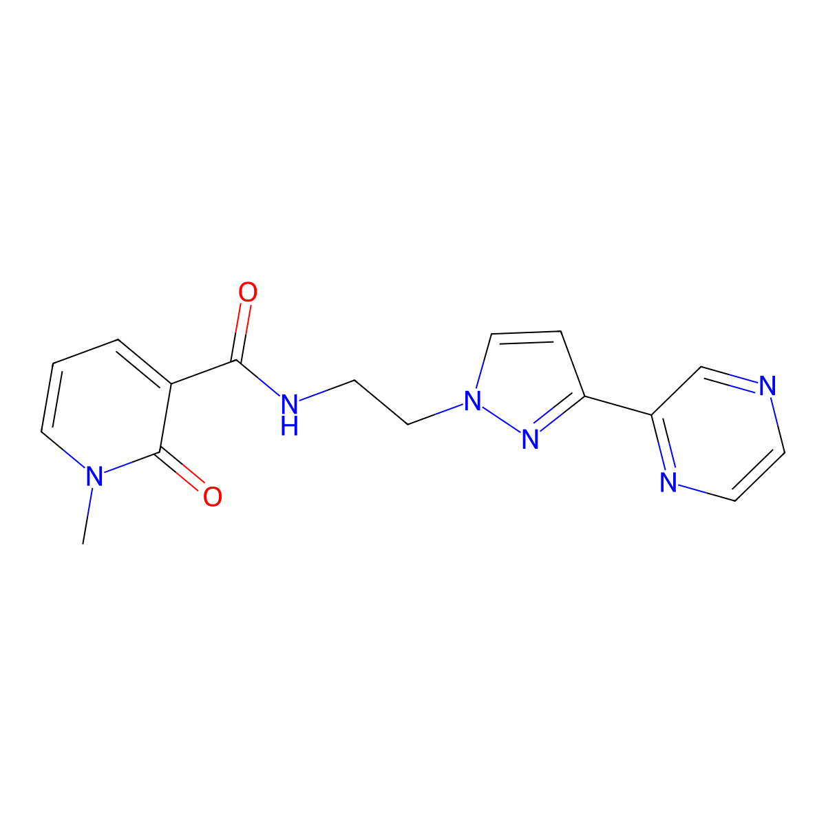 1-methyl-2-oxo-N-{2-[3-(pyrazin-2-yl)-1H-pyrazol-1-yl]ethyl}-1,2-dihydropyridine-3-carboxamide molecular structure, CAS 2034511-30-1