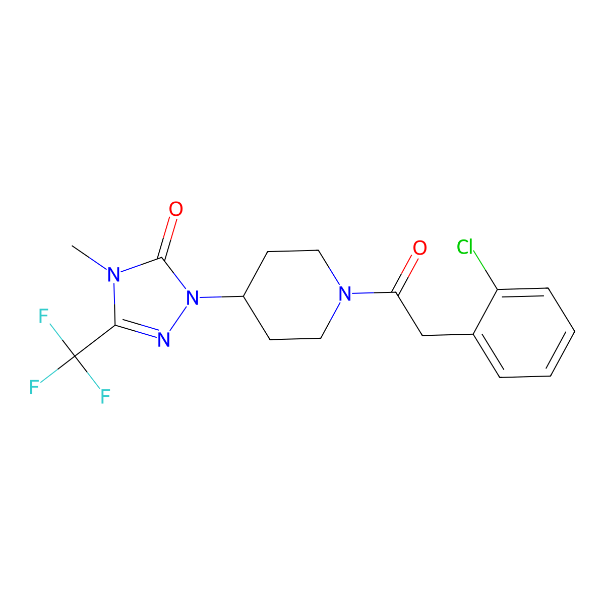 1-(1-(2-(2-chlorophenyl)acetyl)piperidin-4-yl)-4-methyl-3-(trifluoromethyl)-1H-1,2,4-triazol-5(4H)-one molecular structure, CAS 2034511-33-4