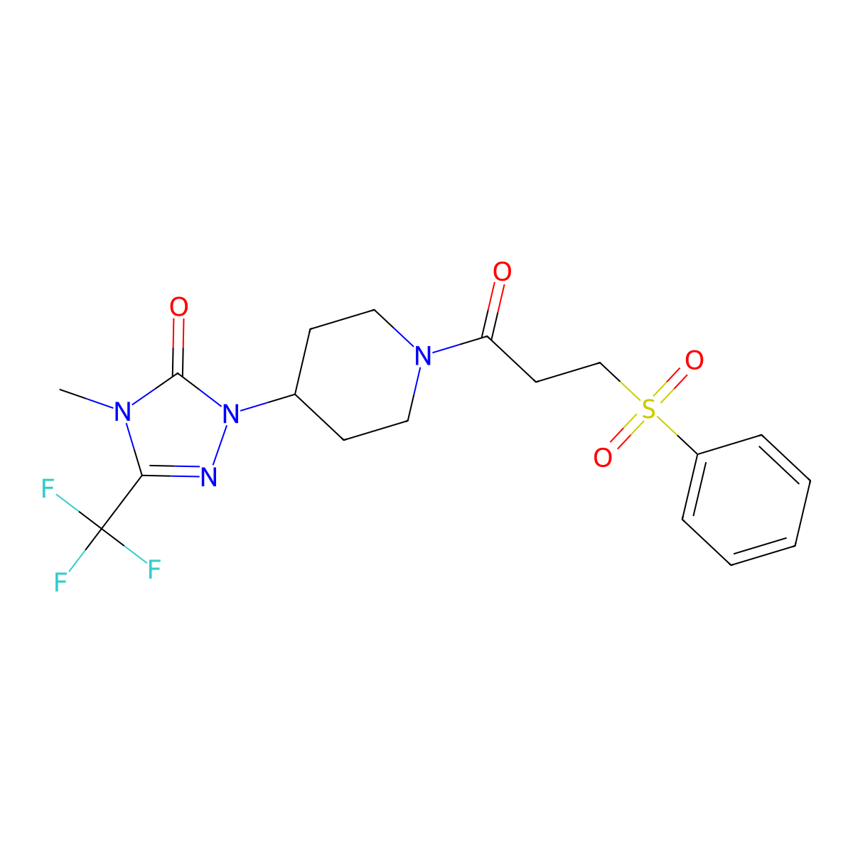 4-methyl-1-(1-(3-(phenylsulfonyl)propanoyl)piperidin-4-yl)-3-(trifluoromethyl)-1H-1,2,4-triazol-5(4H)-one molecular structure, CAS 2034511-44-7