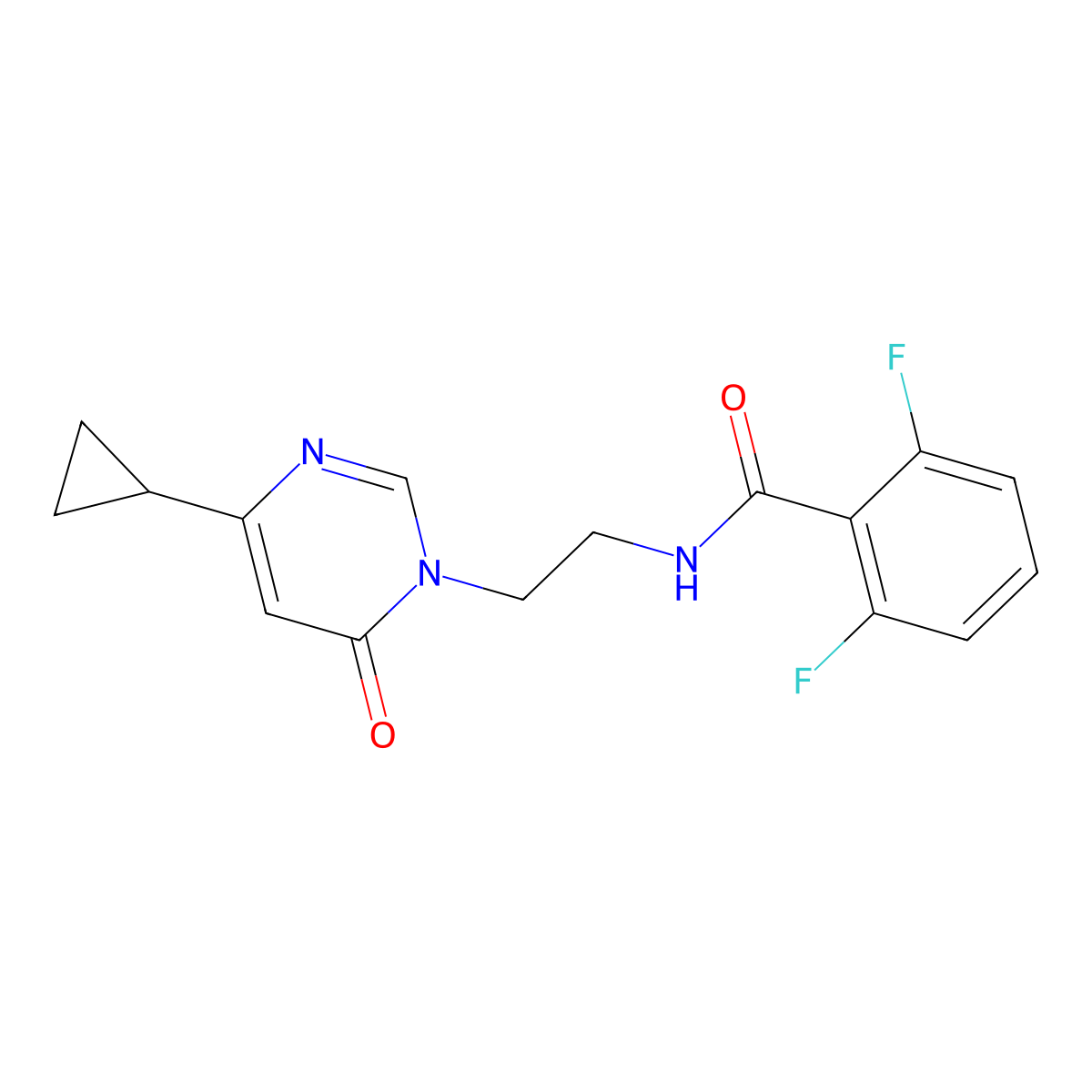 N-(2-(4-cyclopropyl-6-oxopyrimidin-1(6H)-yl)ethyl)-2,6-difluorobenzamide molecular structure, CAS 2034511-50-5