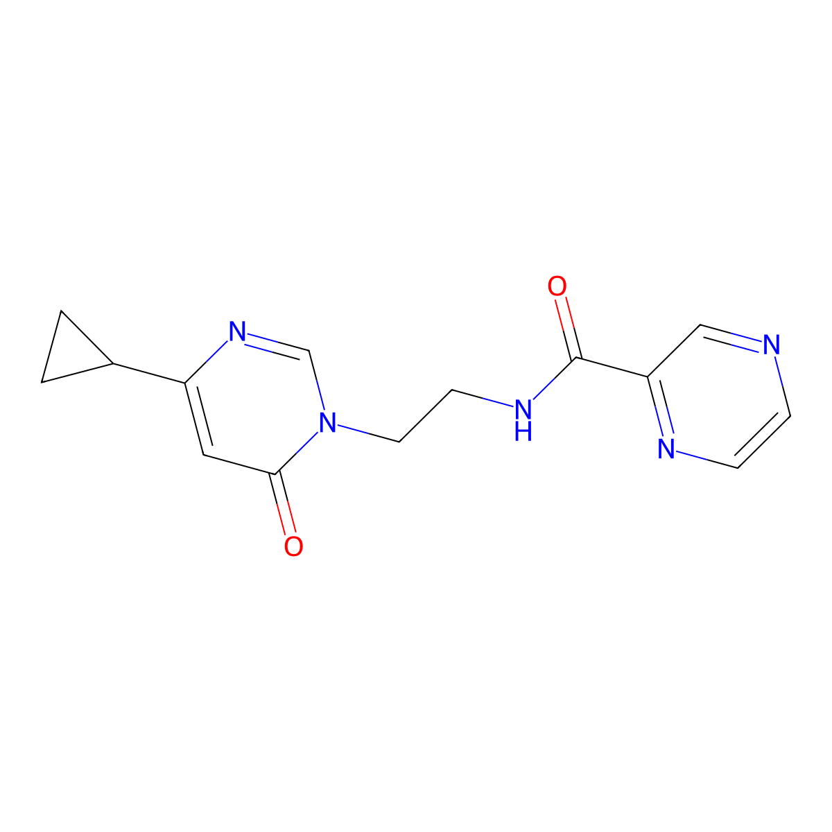 N-(2-(4-cyclopropyl-6-oxopyrimidin-1(6H)-yl)ethyl)pyrazine-2-carboxamide molecular structure, CAS 2034511-53-8