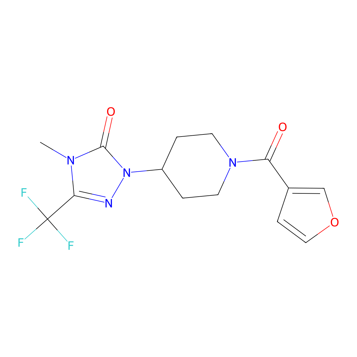 1-(1-(furan-3-carbonyl)piperidin-4-yl)-4-methyl-3-(trifluoromethyl)-1H-1,2,4-triazol-5(4H)-one molecular structure, CAS 2034511-59-4