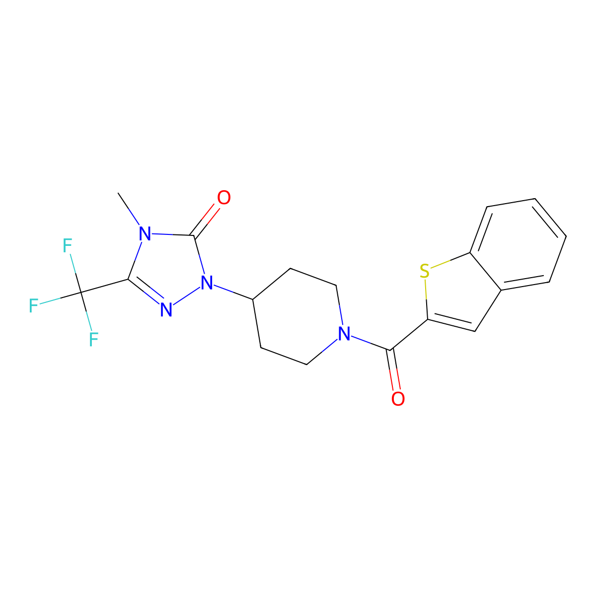 1-(1-(benzo[b]thiophene-2-carbonyl)piperidin-4-yl)-4-methyl-3-(trifluoromethyl)-1H-1,2,4-triazol-5(4H)-one molecular structure, CAS 2034511-72-1
