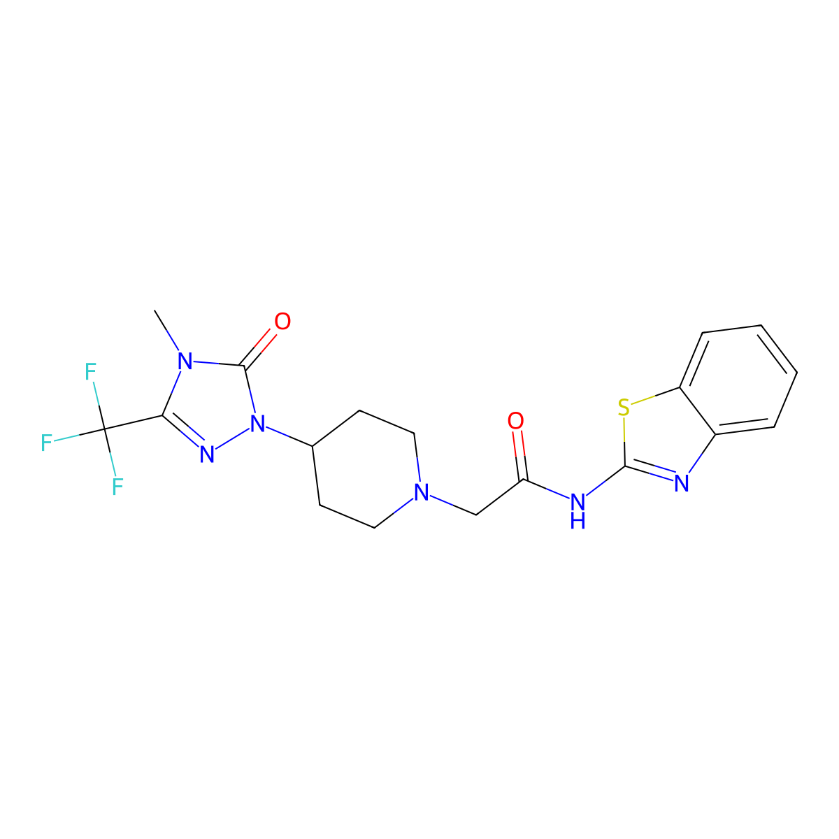N-(benzo[d]thiazol-2-yl)-2-(4-(4-methyl-5-oxo-3-(trifluoromethyl)-4,5-dihydro-1H-1,2,4-triazol-1-yl)piperidin-1-yl)acetamide molecular structure, CAS 2034511-87-8