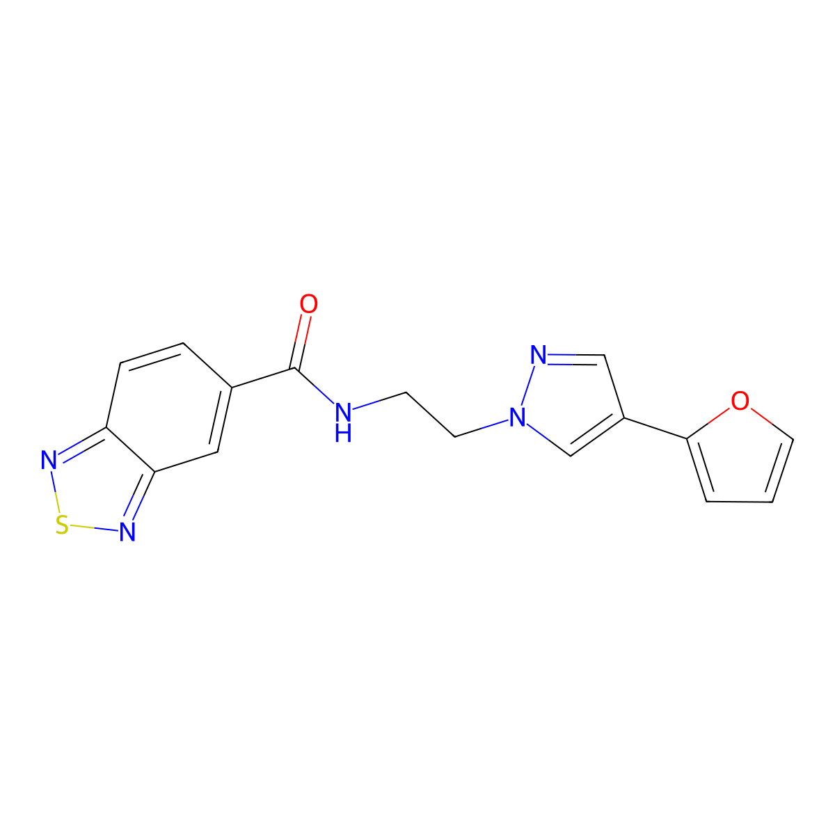 N-(2-(4-(furan-2-yl)-1H-pyrazol-1-yl)ethyl)benzo[c][1,2,5]thiadiazole-5-carboxamide molecular structure, CAS 2034511-92-5