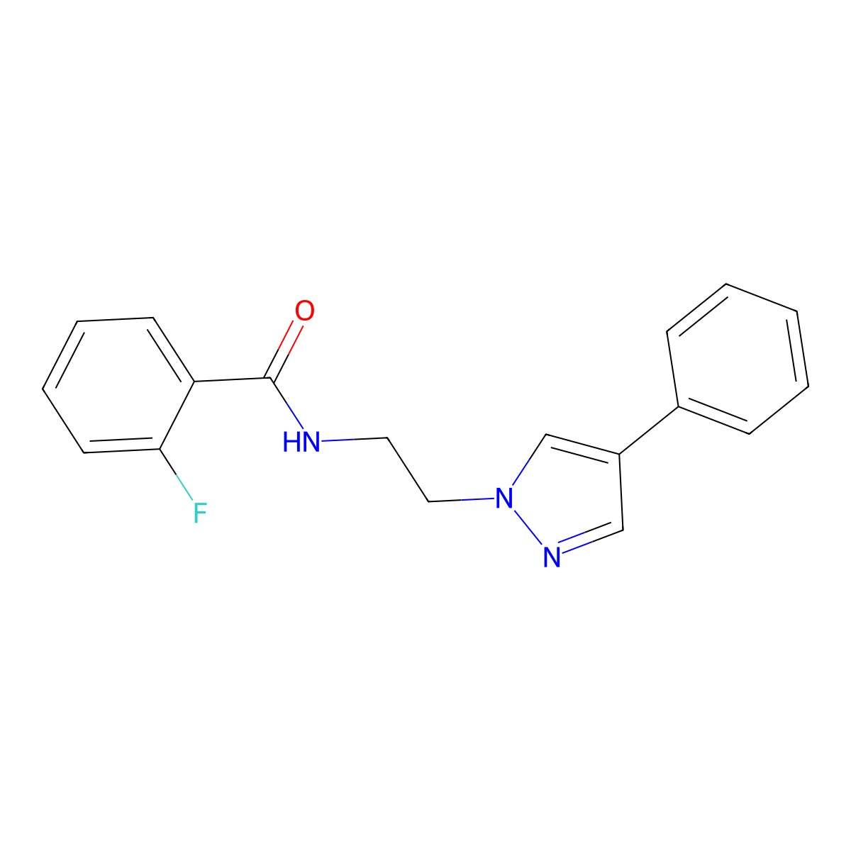 2-fluoro-N-(2-(4-phenyl-1H-pyrazol-1-yl)ethyl)benzamide molecular structure, CAS 2034511-93-6
