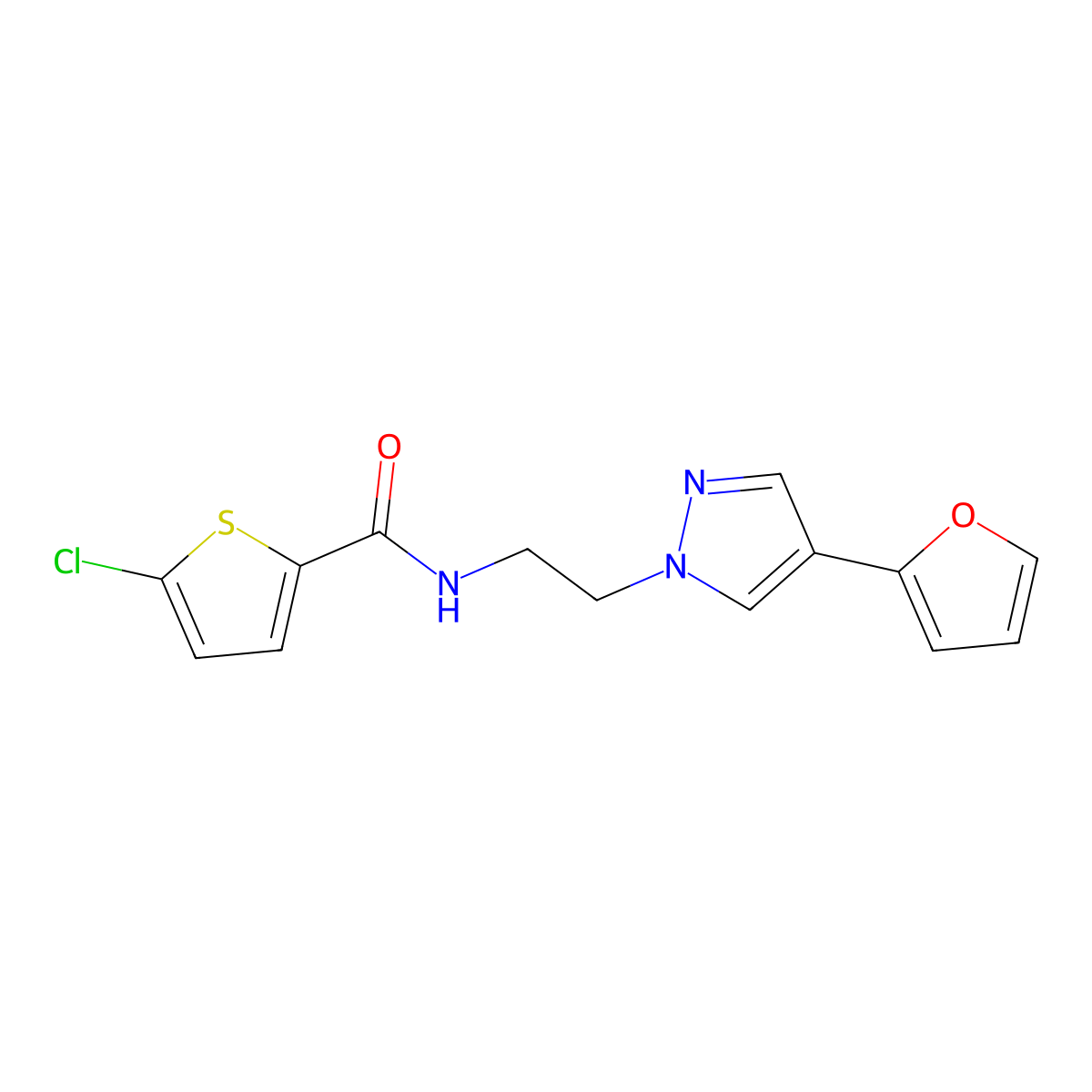 5-chloro-N-(2-(4-(furan-2-yl)-1H-pyrazol-1-yl)ethyl)thiophene-2-carboxamide molecular structure, CAS 2034511-99-2