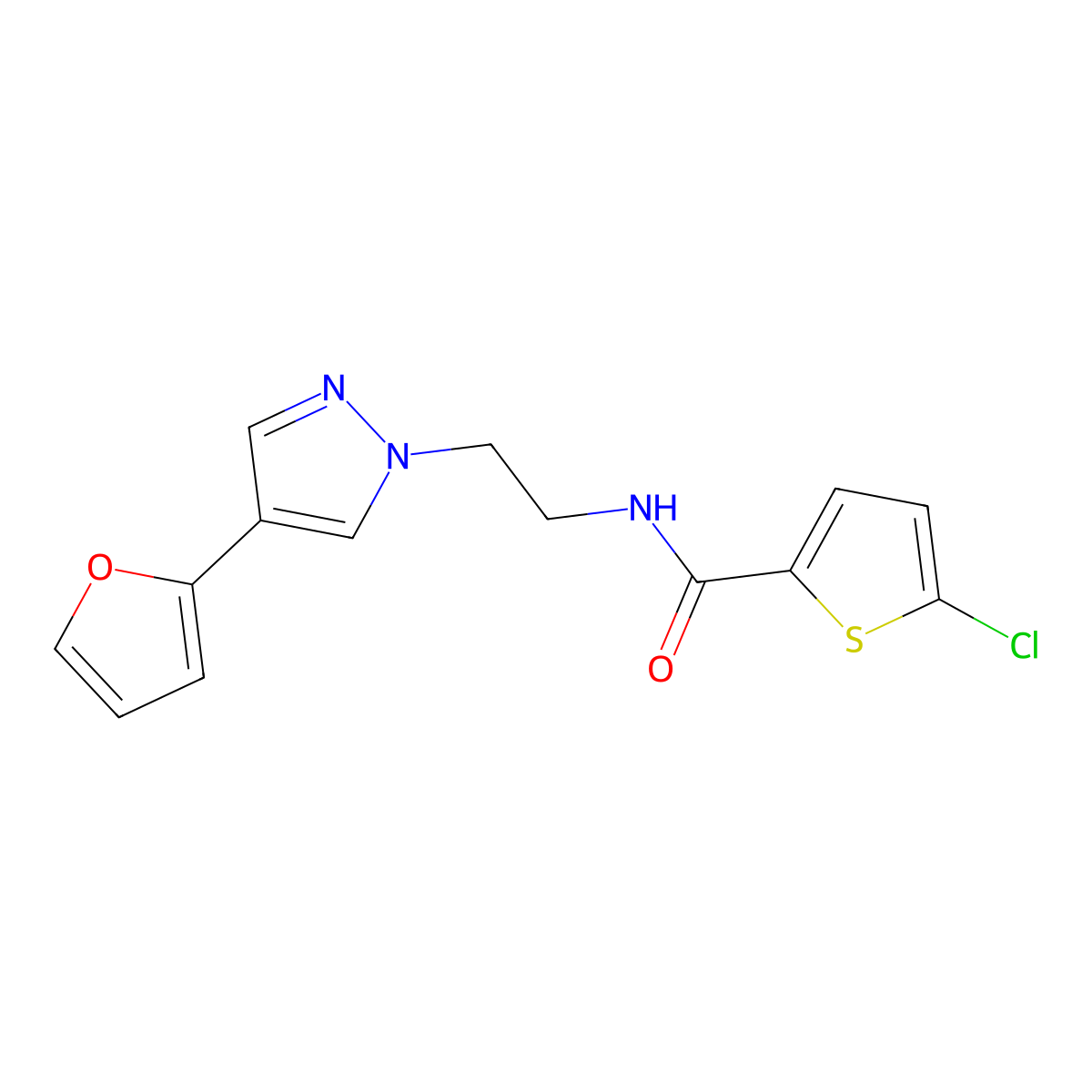 5-chloro-N-(2-(4-(furan-2-yl)-1H-pyrazol-1-yl)ethyl)thiophene-2-carboxamide molecular structure, CAS 2034511-99-2