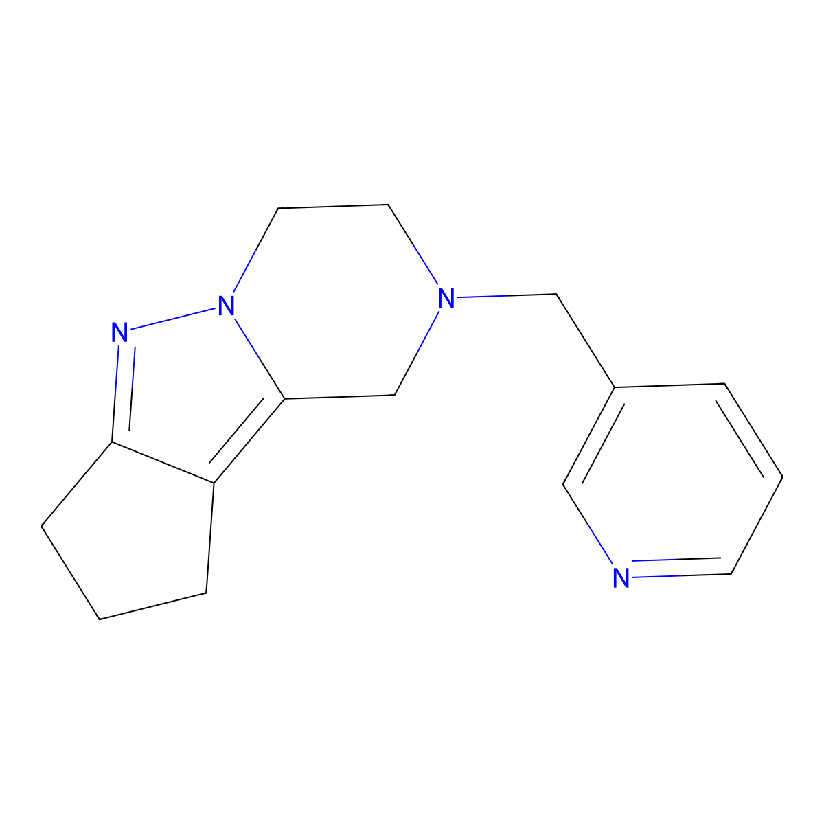 2-(pyridin-3-ylmethyl)-2,3,4,7,8,9-hexahydro-1H-cyclopenta[3,4]pyrazolo[1,5-a]pyrazine molecular structure, CAS 2034512-01-9