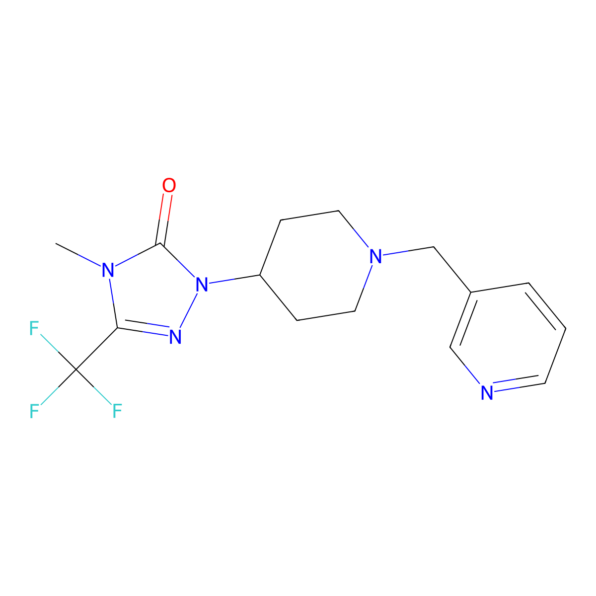 4-methyl-1-(1-(pyridin-3-ylmethyl)piperidin-4-yl)-3-(trifluoromethyl)-1H-1,2,4-triazol-5(4H)-one molecular structure, CAS 2034512-03-1
