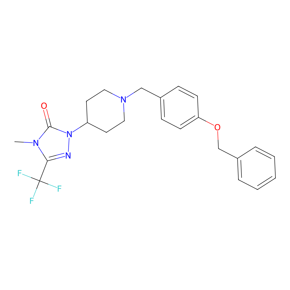 1-(1-(4-(benzyloxy)benzyl)piperidin-4-yl)-4-methyl-3-(trifluoromethyl)-1H-1,2,4-triazol-5(4H)-one molecular structure, CAS 2034512-09-7