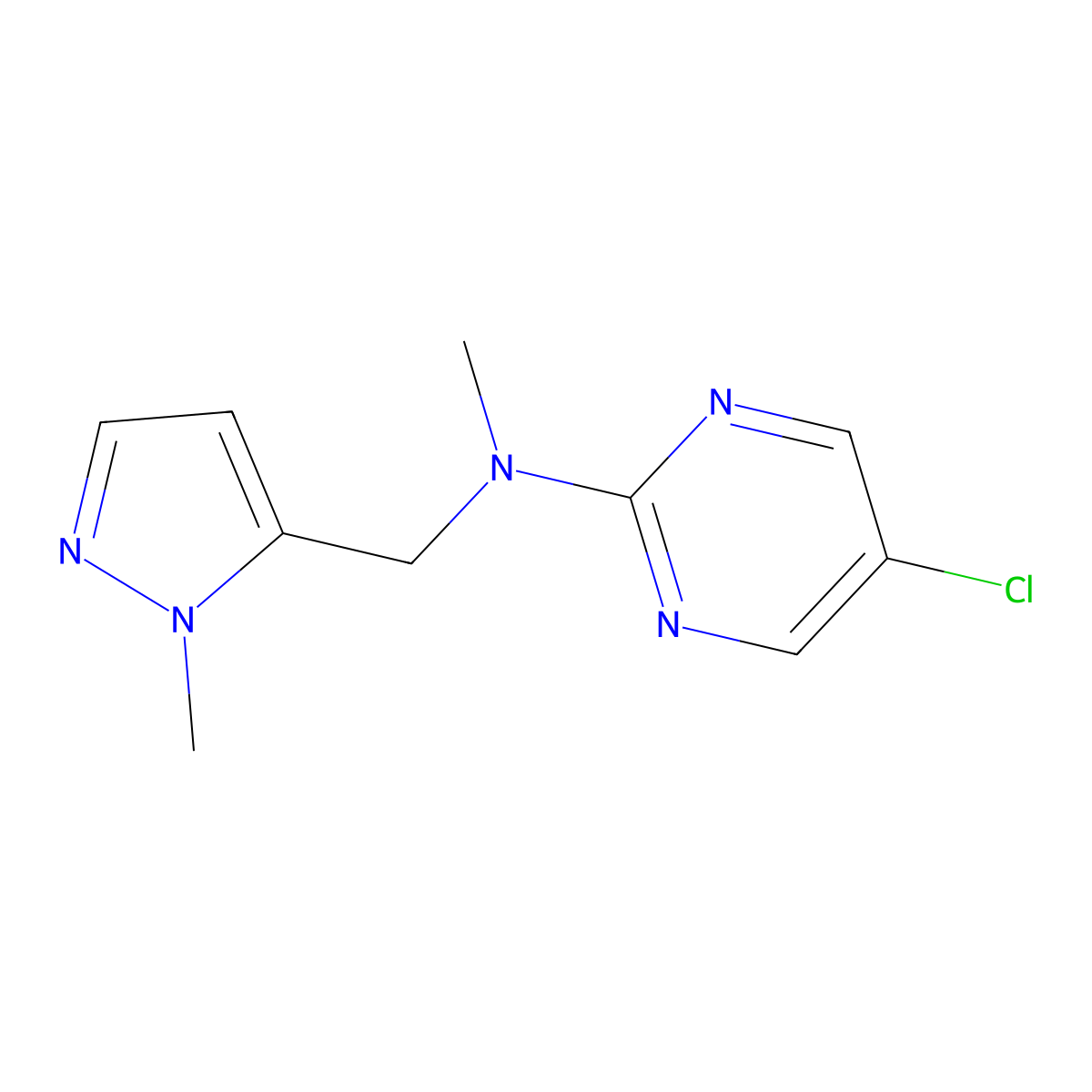 5-chloro-N-methyl-N-((1-methyl-1H-pyrazol-5-yl)methyl)pyrimidin-2-amine molecular structure, CAS 2034512-10-0