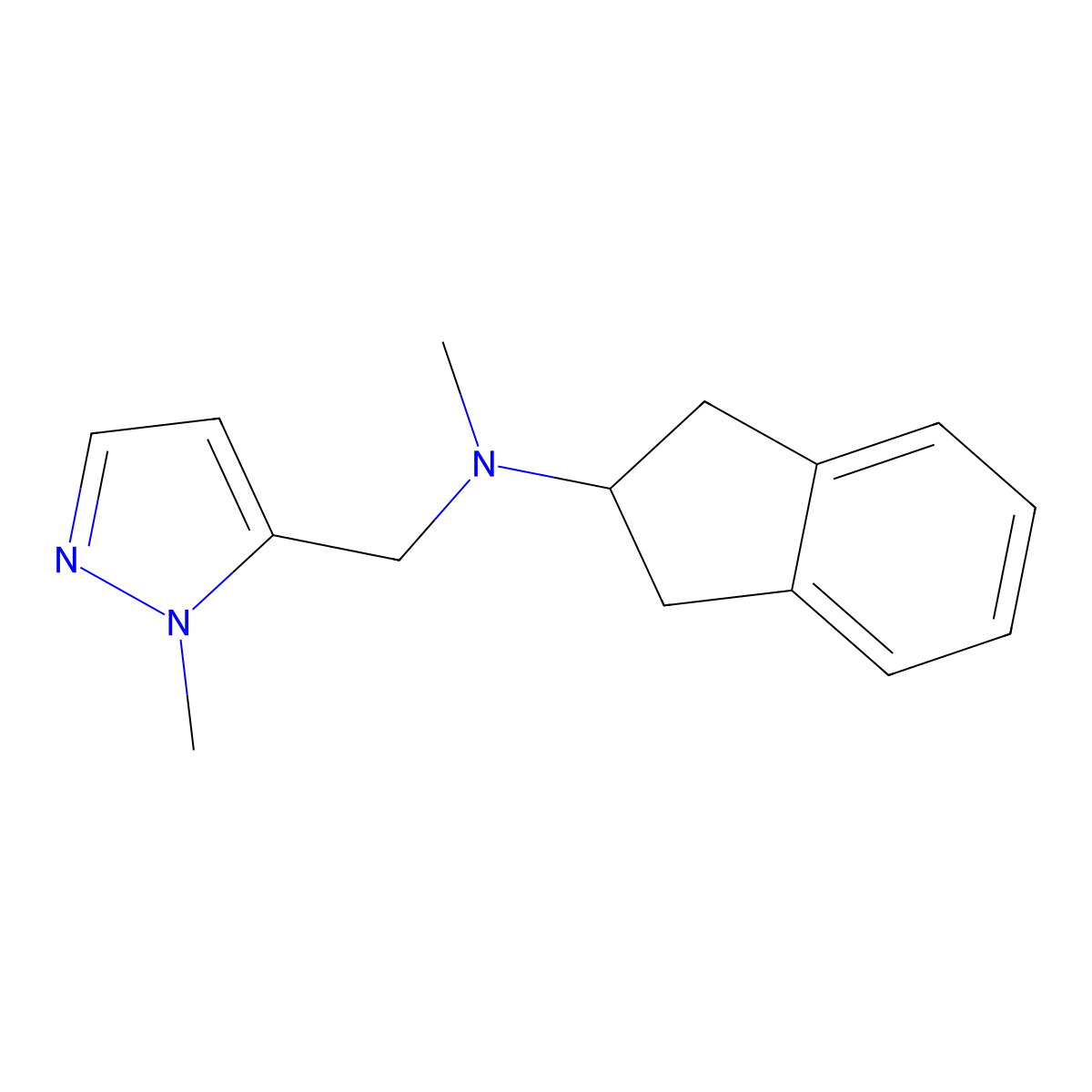N-methyl-N-[(1-methyl-1H-pyrazol-5-yl)methyl]-2,3-dihydro-1H-inden-2-amine molecular structure, CAS 2034512-16-6