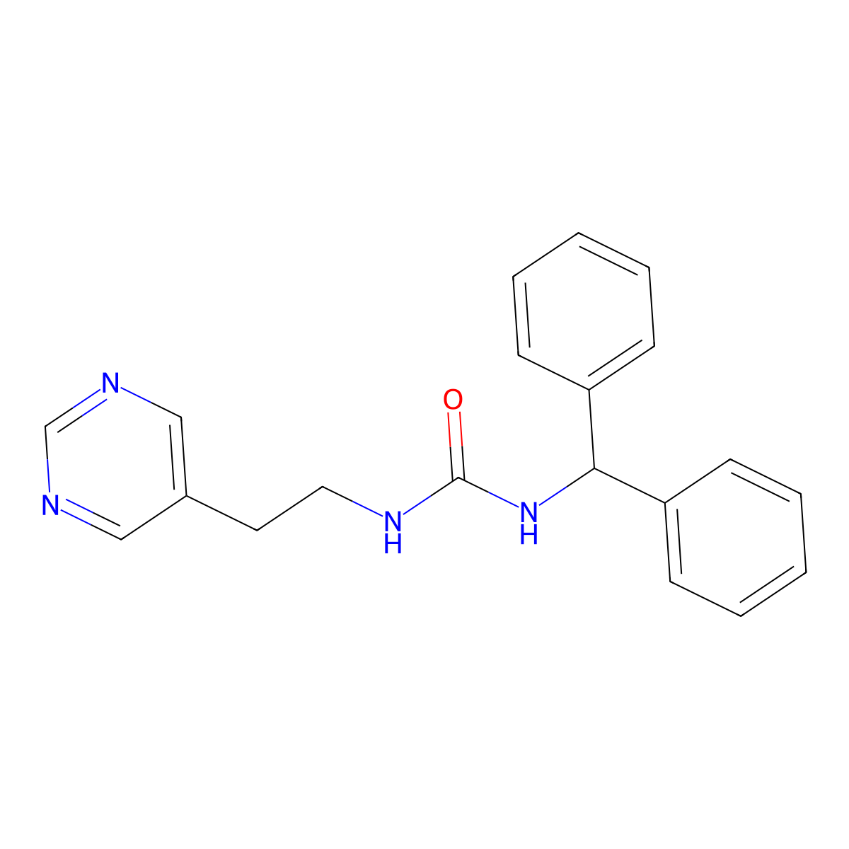 1-Benzhydryl-3-(2-(pyrimidin-5-yl)ethyl)urea molecular structure, CAS 2034512-21-3