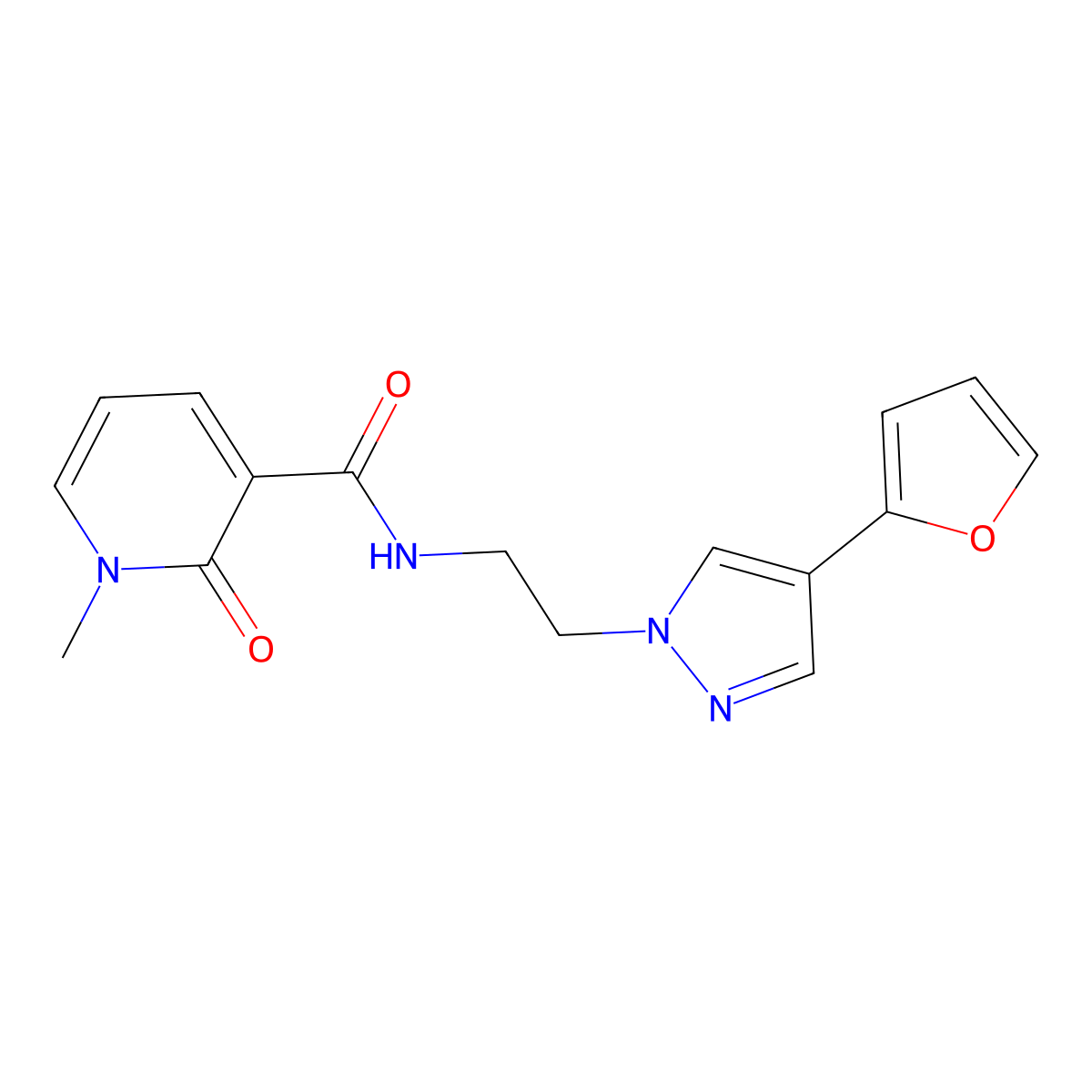 N-(2-(4-(furan-2-yl)-1H-pyrazol-1-yl)ethyl)-1-methyl-2-oxo-1,2-dihydropyridine-3-carboxamide molecular structure, CAS 2034512-25-7