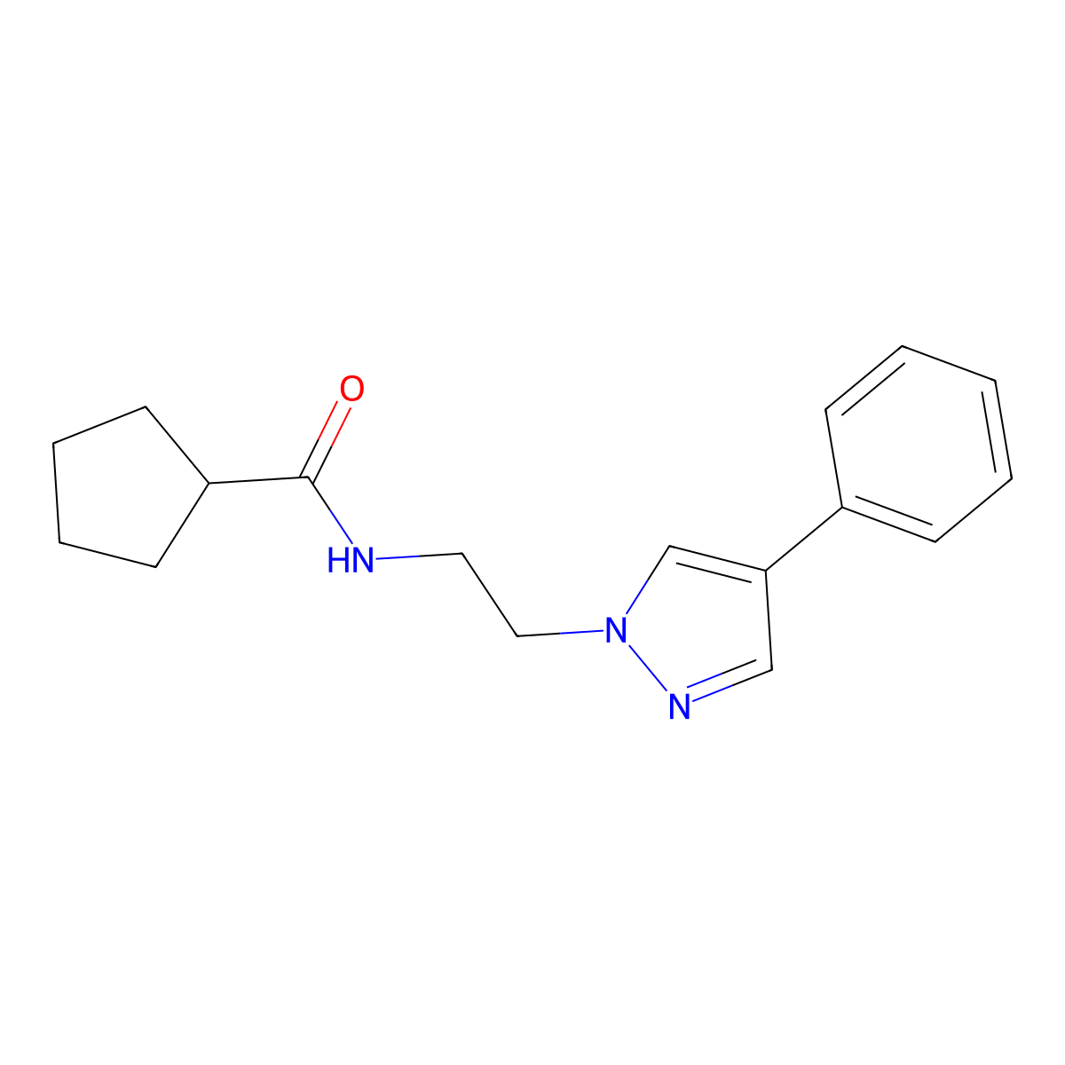 N-[2-(4-phenyl-1H-pyrazol-1-yl)ethyl]cyclopentanecarboxamide molecular structure, CAS 2034512-30-4