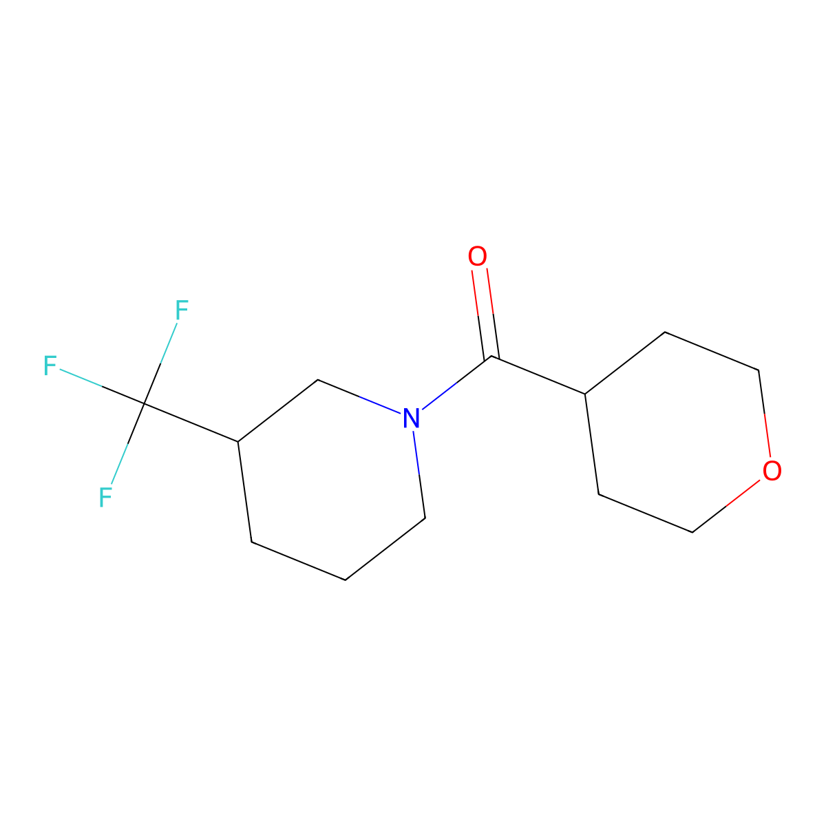 (tetrahydro-2H-pyran-4-yl)(3-(trifluoromethyl)piperidin-1-yl)methanone molecular structure, CAS 2034512-31-5