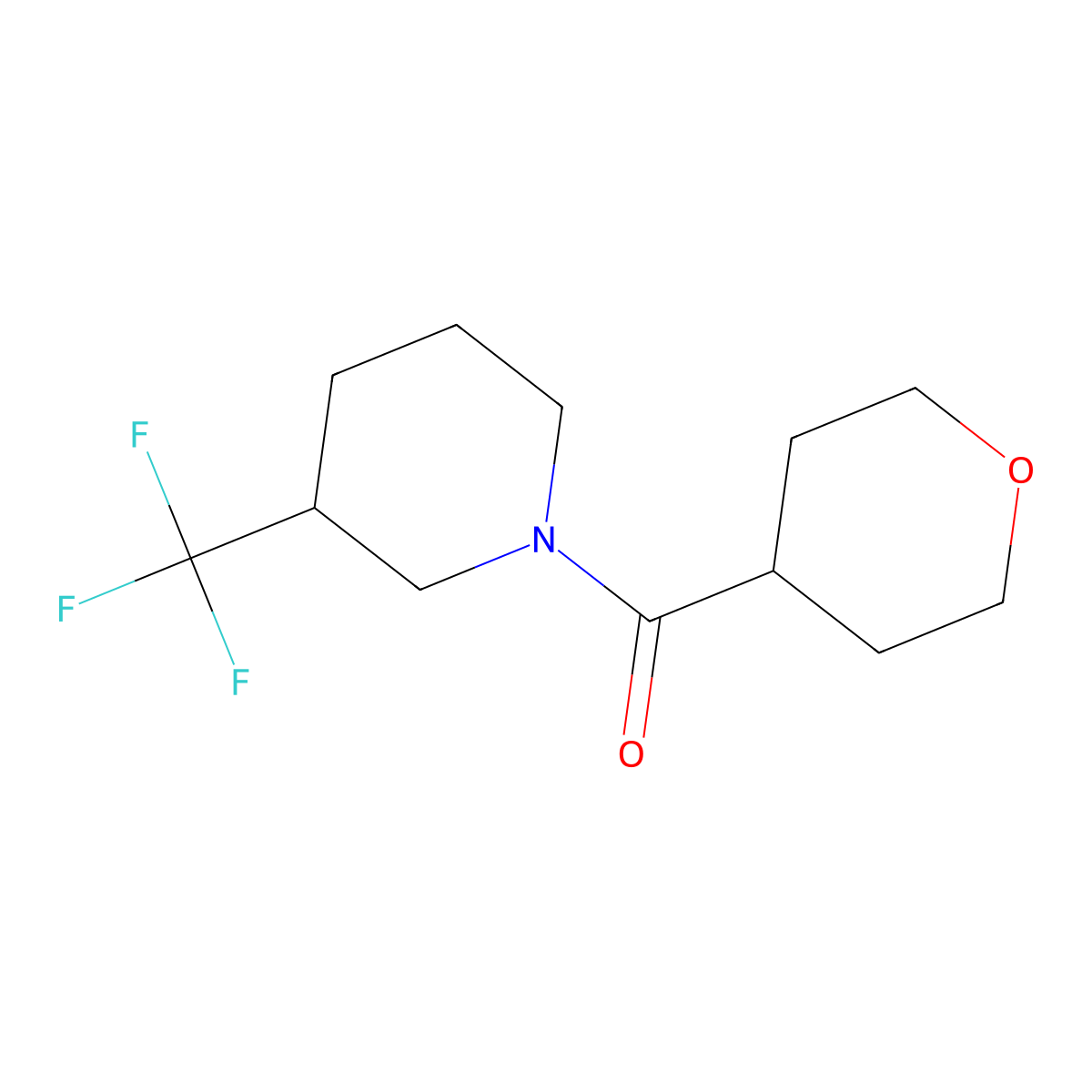 (tetrahydro-2H-pyran-4-yl)(3-(trifluoromethyl)piperidin-1-yl)methanone molecular structure, CAS 2034512-31-5
