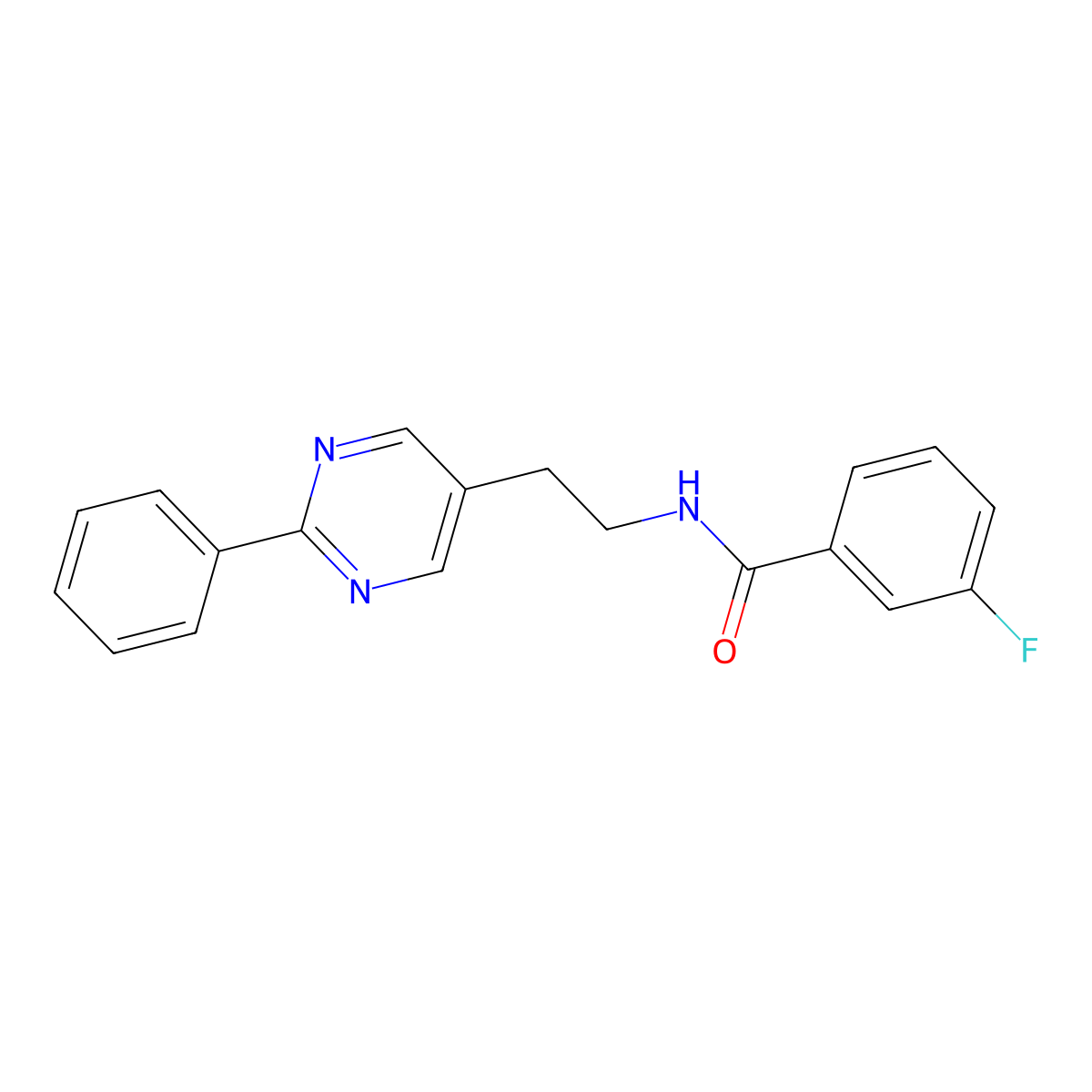 3-fluoro-N-(2-(2-phenylpyrimidin-5-yl)ethyl)benzamide molecular structure, CAS 2034512-35-9