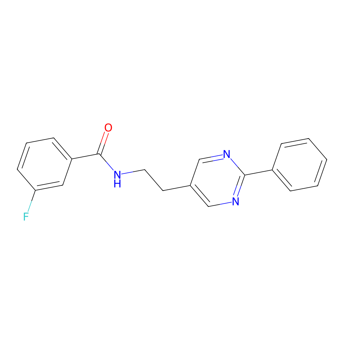 3-fluoro-N-(2-(2-phenylpyrimidin-5-yl)ethyl)benzamide molecular structure, CAS 2034512-35-9
