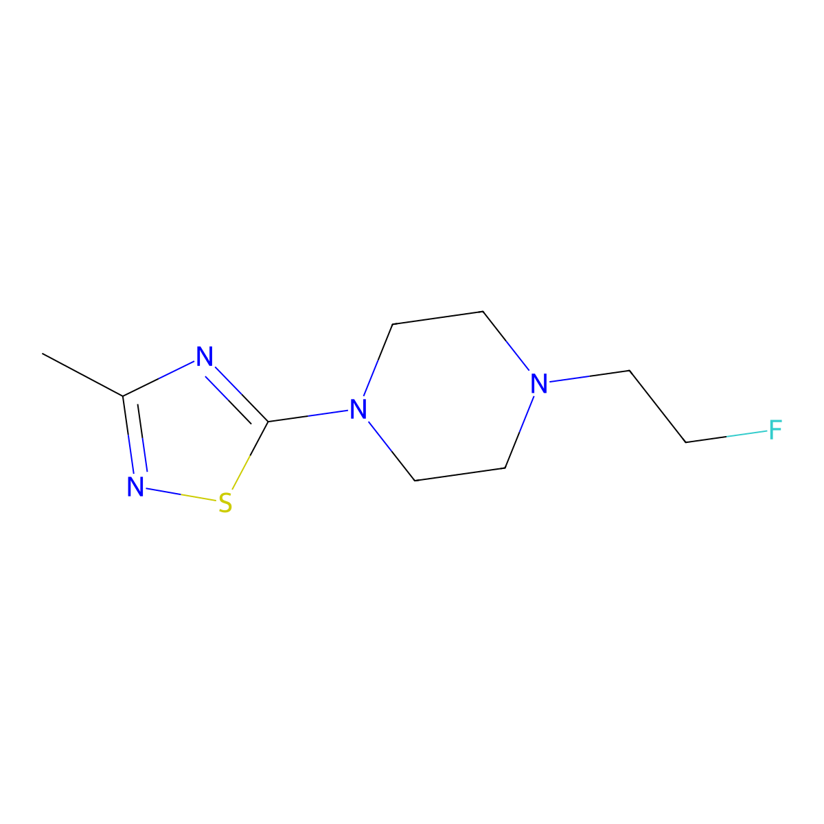 5-(4-(2-Fluoroethyl)piperazin-1-yl)-3-methyl-1,2,4-thiadiazole molecular structure, CAS 2034512-45-1