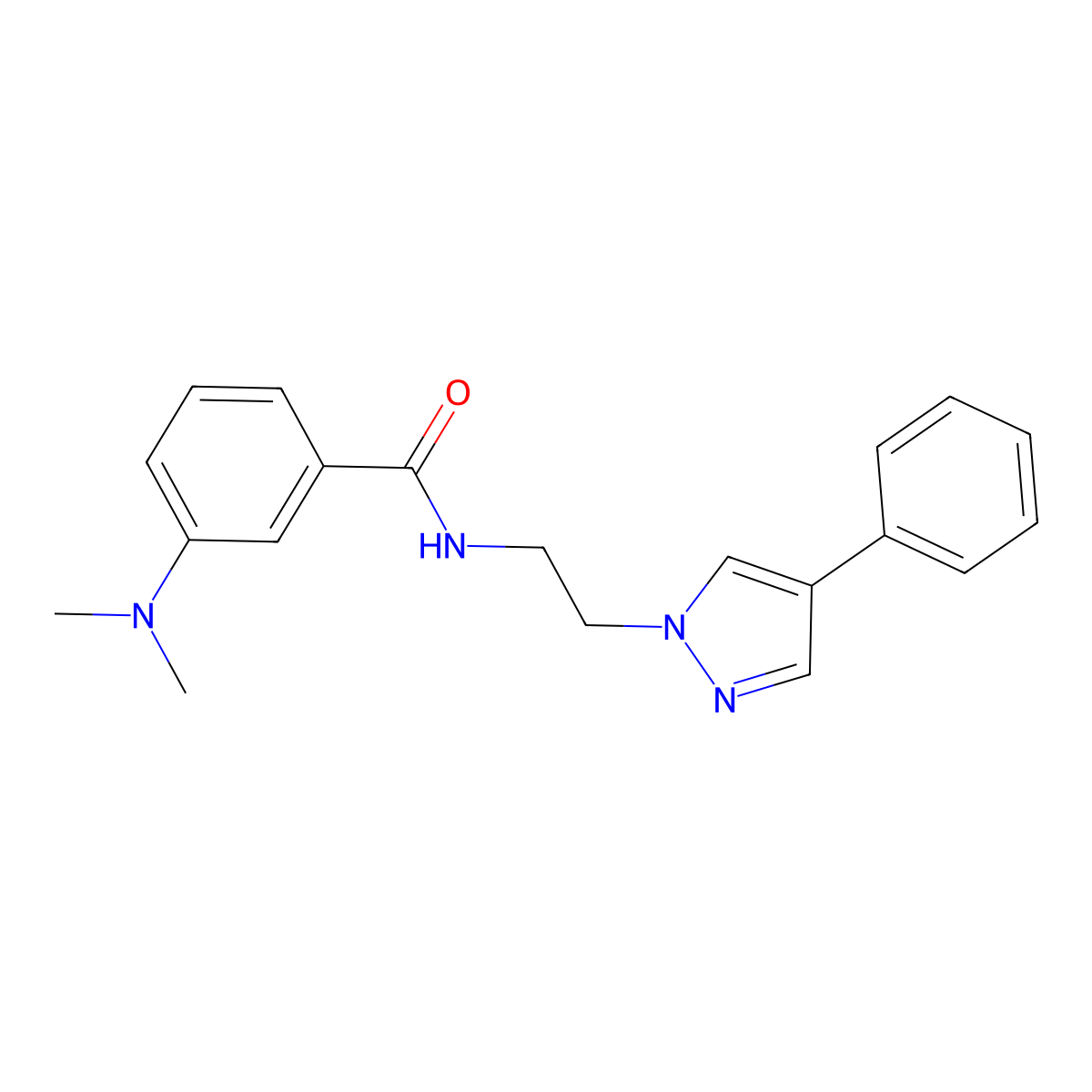 3-(dimethylamino)-N-(2-(4-phenyl-1H-pyrazol-1-yl)ethyl)benzamide molecular structure, CAS 2034512-59-7