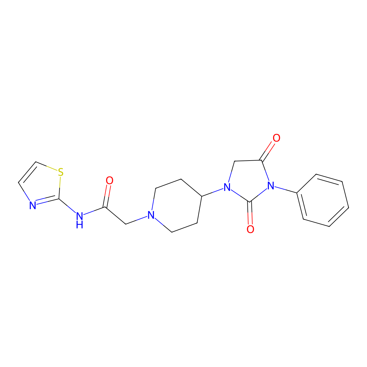 2-(4-(2,4-dioxo-3-phenylimidazolidin-1-yl)piperidin-1-yl)-N-(thiazol-2-yl)acetamide molecular structure, CAS 2034512-61-1