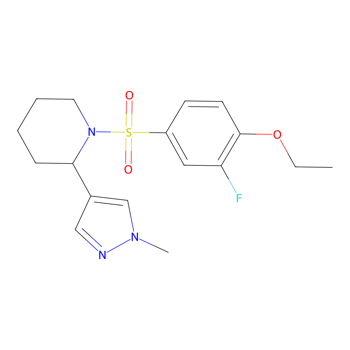 1-((4-ethoxy-3-fluorophenyl)sulfonyl)-2-(1-methyl-1H-pyrazol-4-yl)piperidine molecular structure, CAS 2034512-67-7