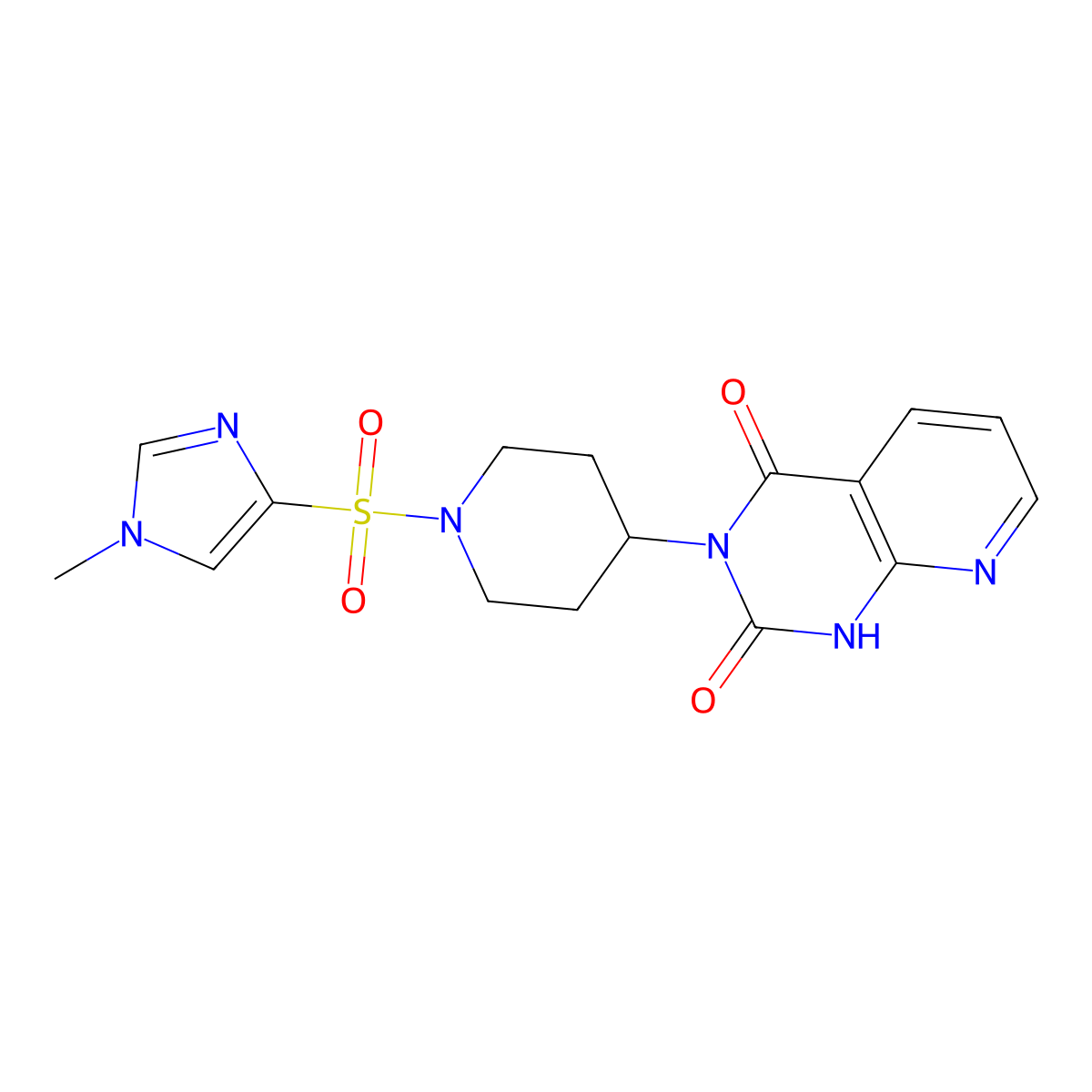 3-(1-((1-methyl-1H-imidazol-4-yl)sulfonyl)piperidin-4-yl)pyrido[2,3-d]pyrimidine-2,4(1H,3H)-dione molecular structure, CAS 2034512-69-9