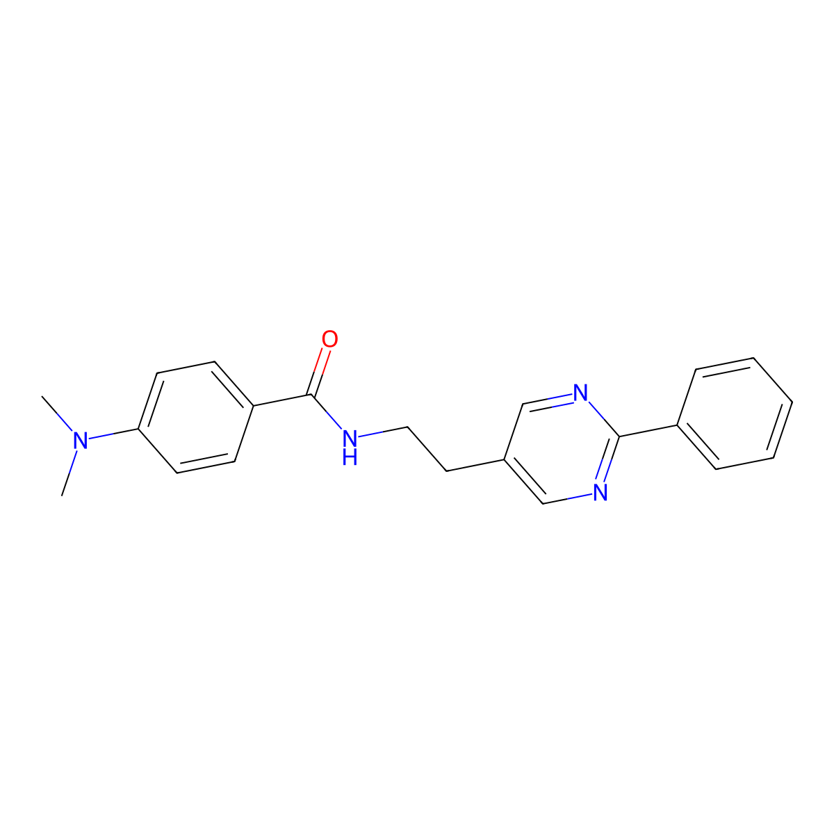 4-(dimethylamino)-N-(2-(2-phenylpyrimidin-5-yl)ethyl)benzamide molecular structure, CAS 2034512-72-4