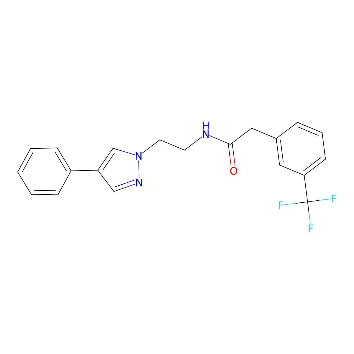 N-(2-(4-phenyl-1H-pyrazol-1-yl)ethyl)-2-(3-(trifluoromethyl)phenyl)acetamide molecular structure, CAS 2034512-73-5