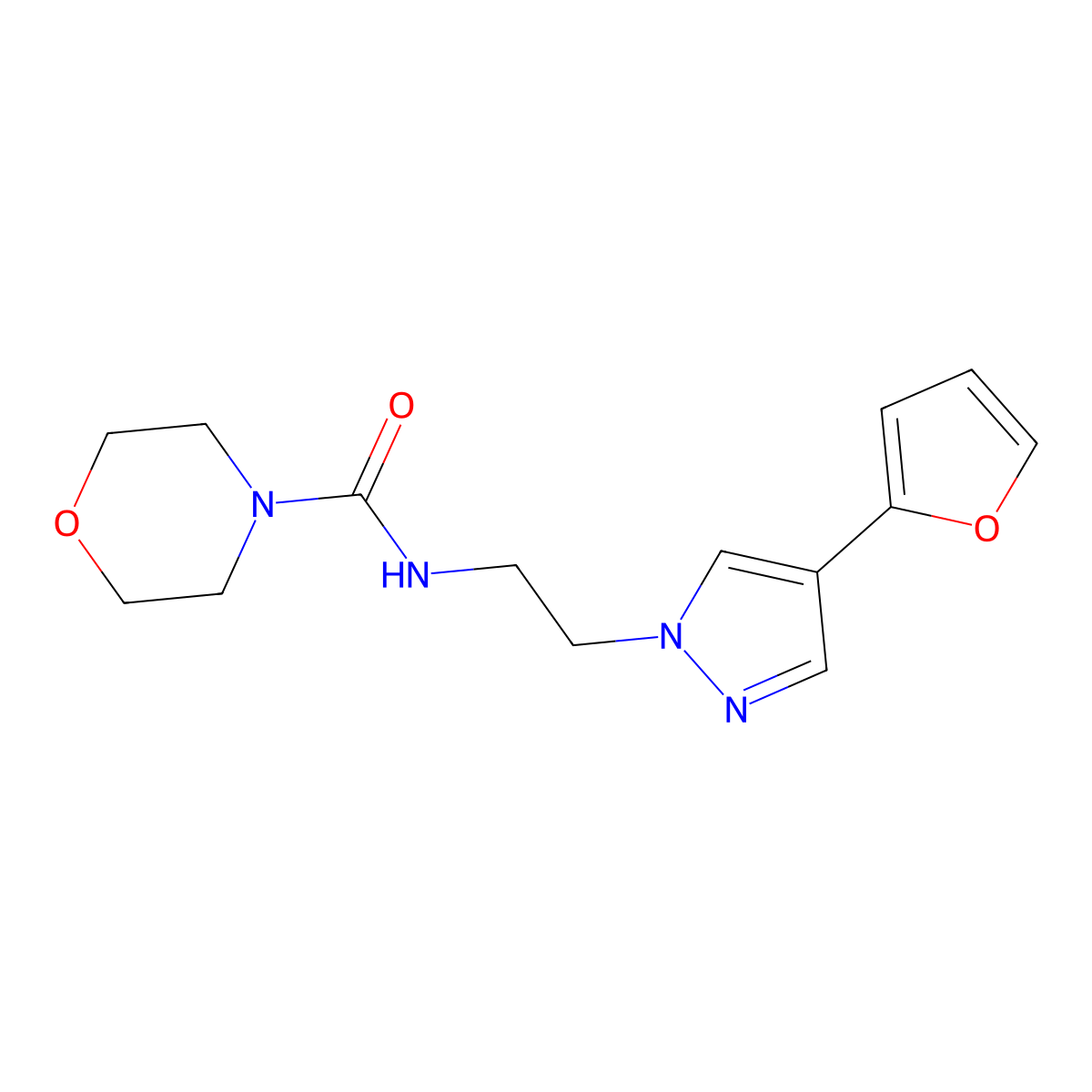 N-{2-[4-(furan-2-yl)-1H-pyrazol-1-yl]ethyl}morpholine-4-carboxamide molecular structure, CAS 2034512-76-8