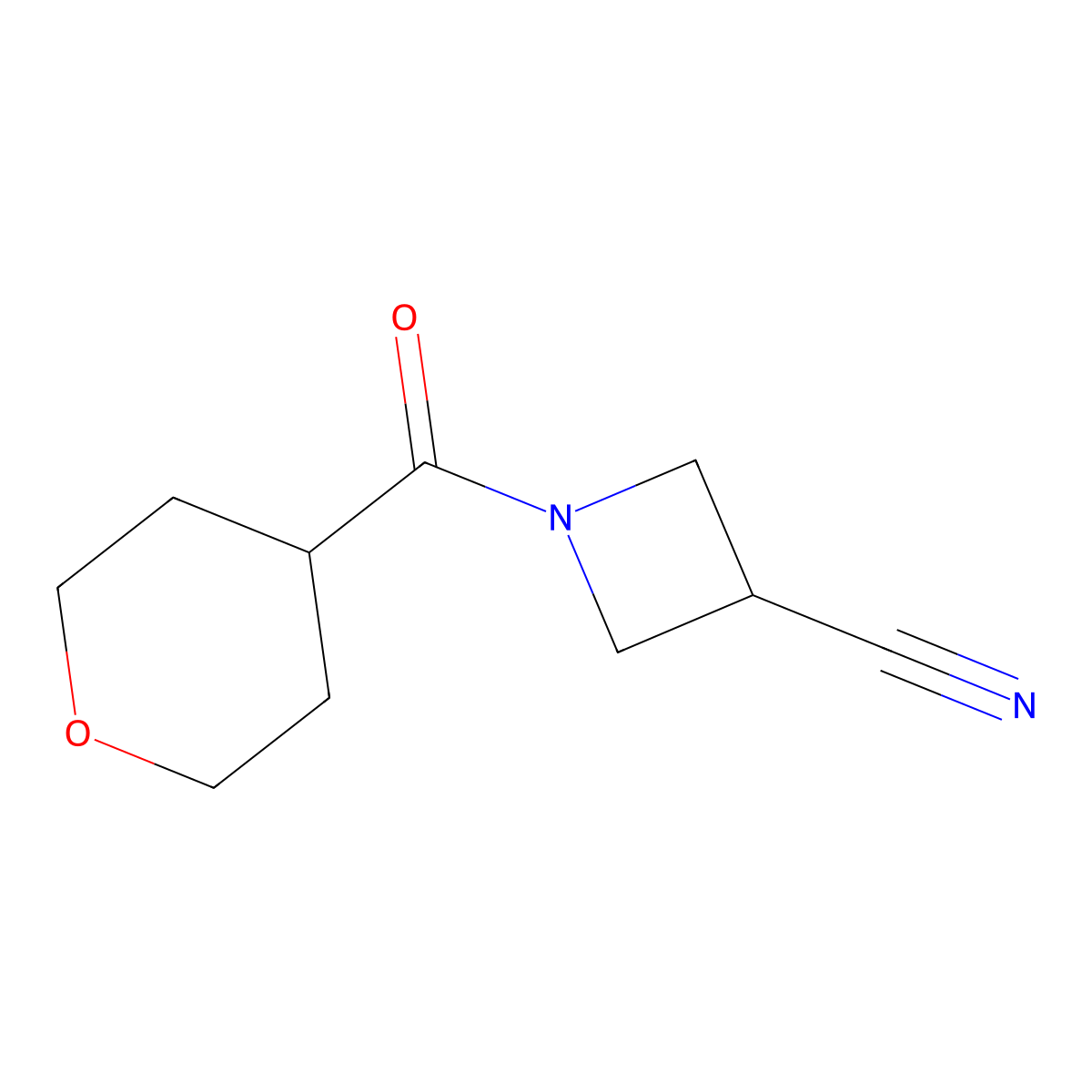 1-(Oxane-4-carbonyl)azetidine-3-carbonitrile molecular structure, CAS 2034512-77-9