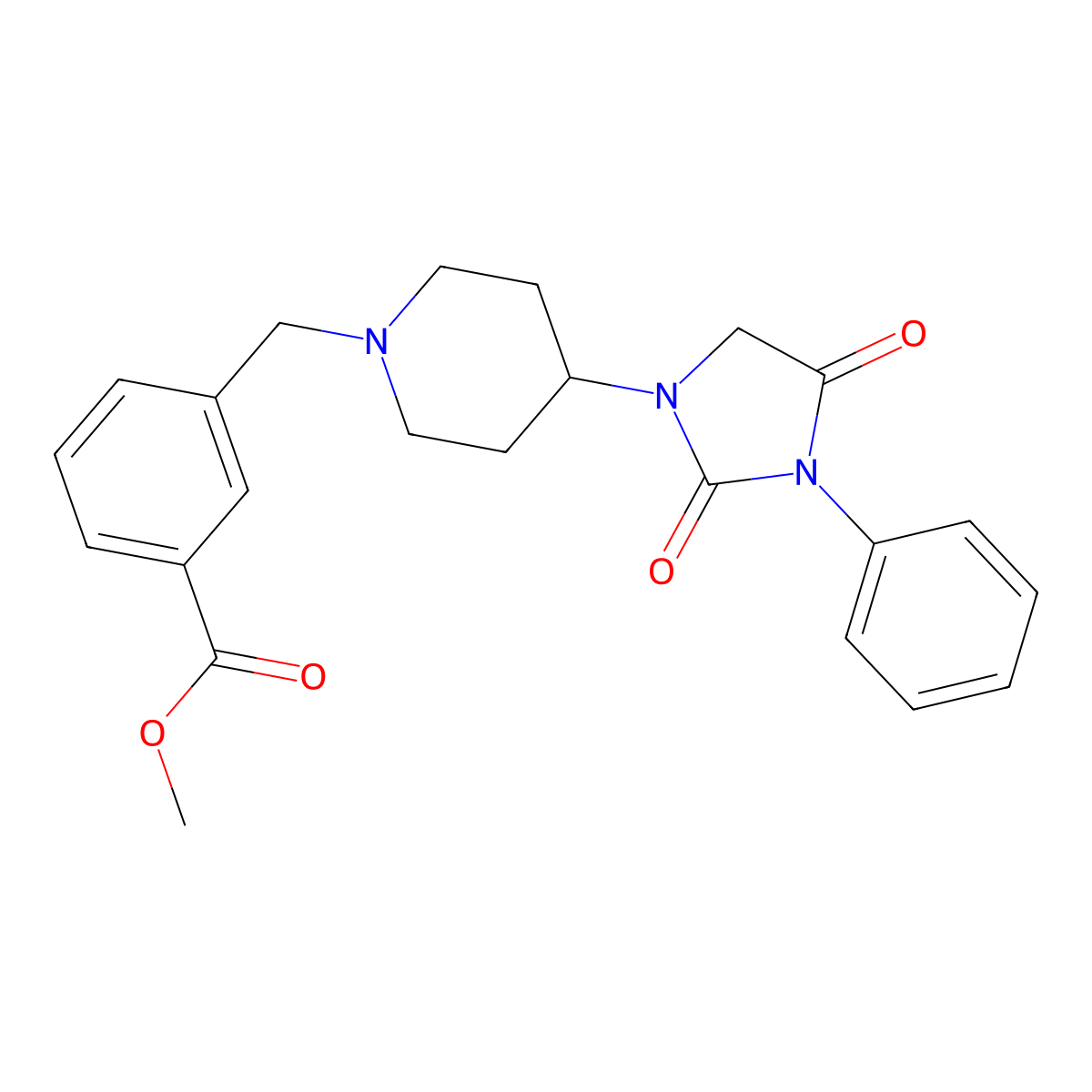 Methyl 3-((4-(2,4-dioxo-3-phenylimidazolidin-1-yl)piperidin-1-yl)methyl)benzoate molecular structure, CAS 2034512-78-0