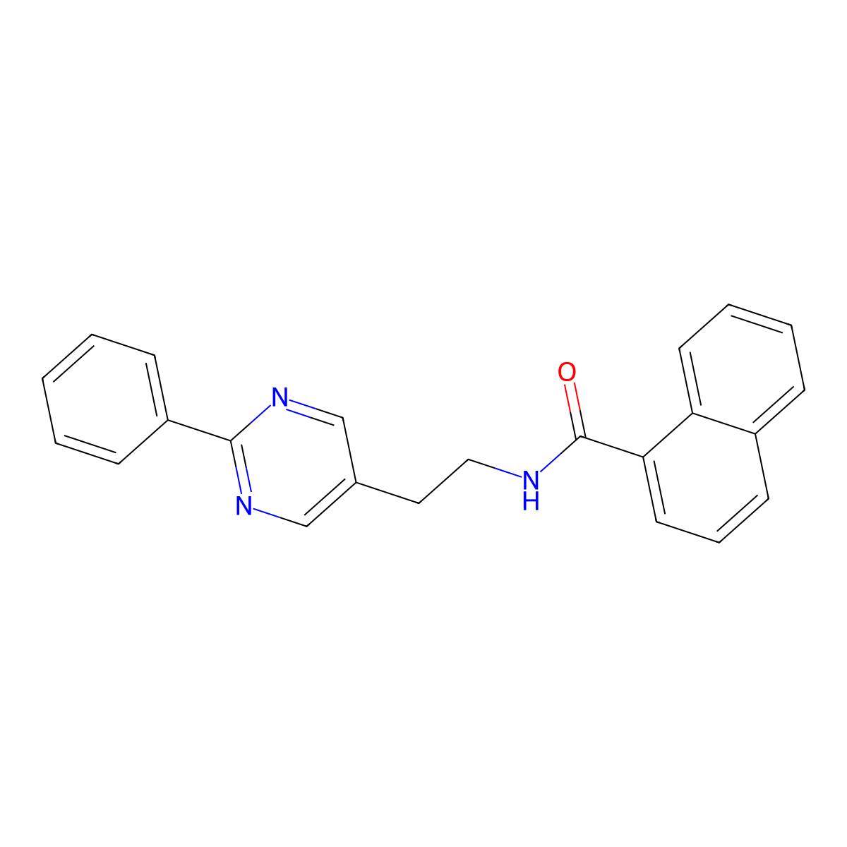 N-(2-(2-phenylpyrimidin-5-yl)ethyl)-1-naphthamide molecular structure, CAS 2034512-81-5