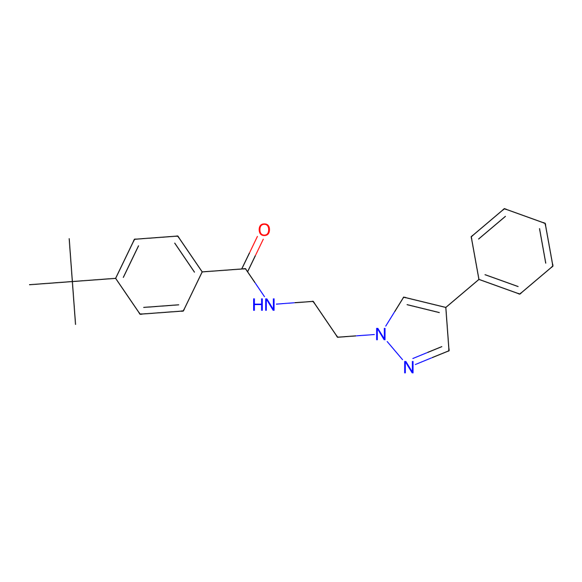 4-(tert-butyl)-N-(2-(4-phenyl-1H-pyrazol-1-yl)ethyl)benzamide molecular structure, CAS 2034512-82-6