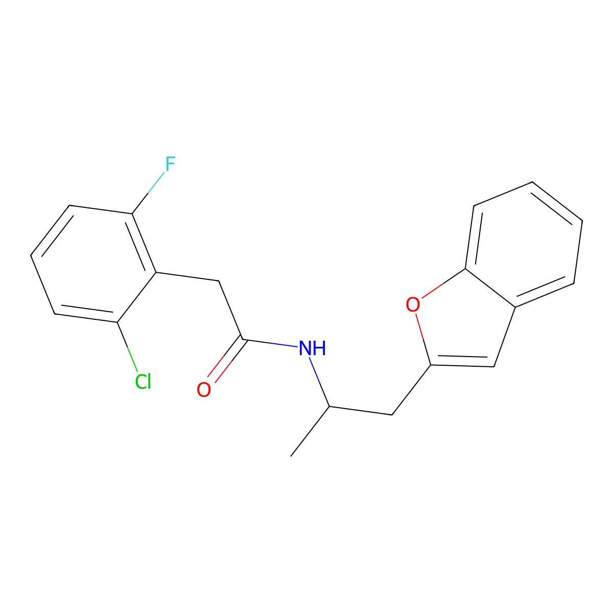 N-(1-(benzofuran-2-yl)propan-2-yl)-2-(2-chloro-6-fluorophenyl)acetamide molecular structure, CAS 2034512-84-8